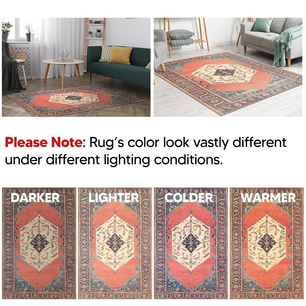 Keen Home Design 30"x84" Rug - Machine Washable Runner Rug with Non-Slip Backing, Ideal for Hallway, Entryway, Kitchen, Laundry Room - Vintage, Easy Clean, Durable, Low Pile Rug - (2'6" x 7')