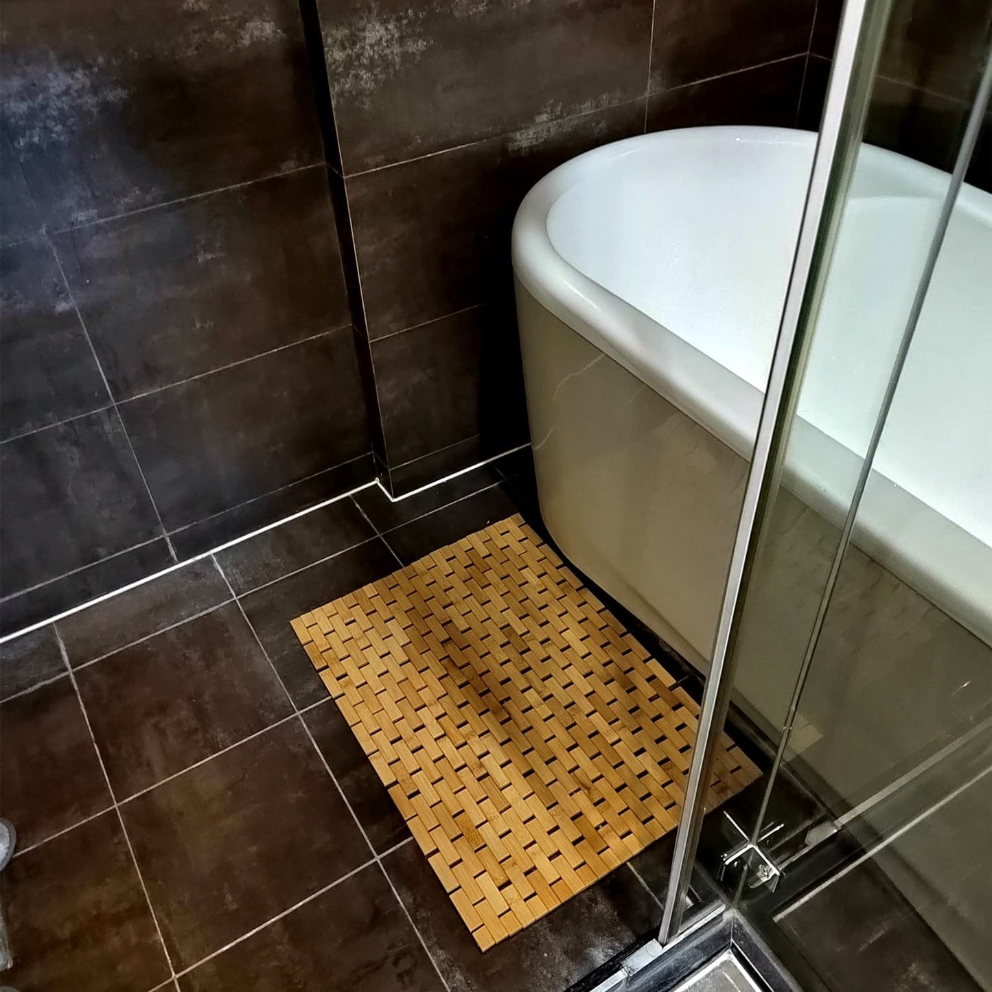 HJJKKH Bath Mat Rayon Derived from Bamboo 15.7X 23.6 inches, Non Slip and Foldable Floor Shower Bath Mat for Bathroom, Bathtub, Shower, Sauna, Hot Tub