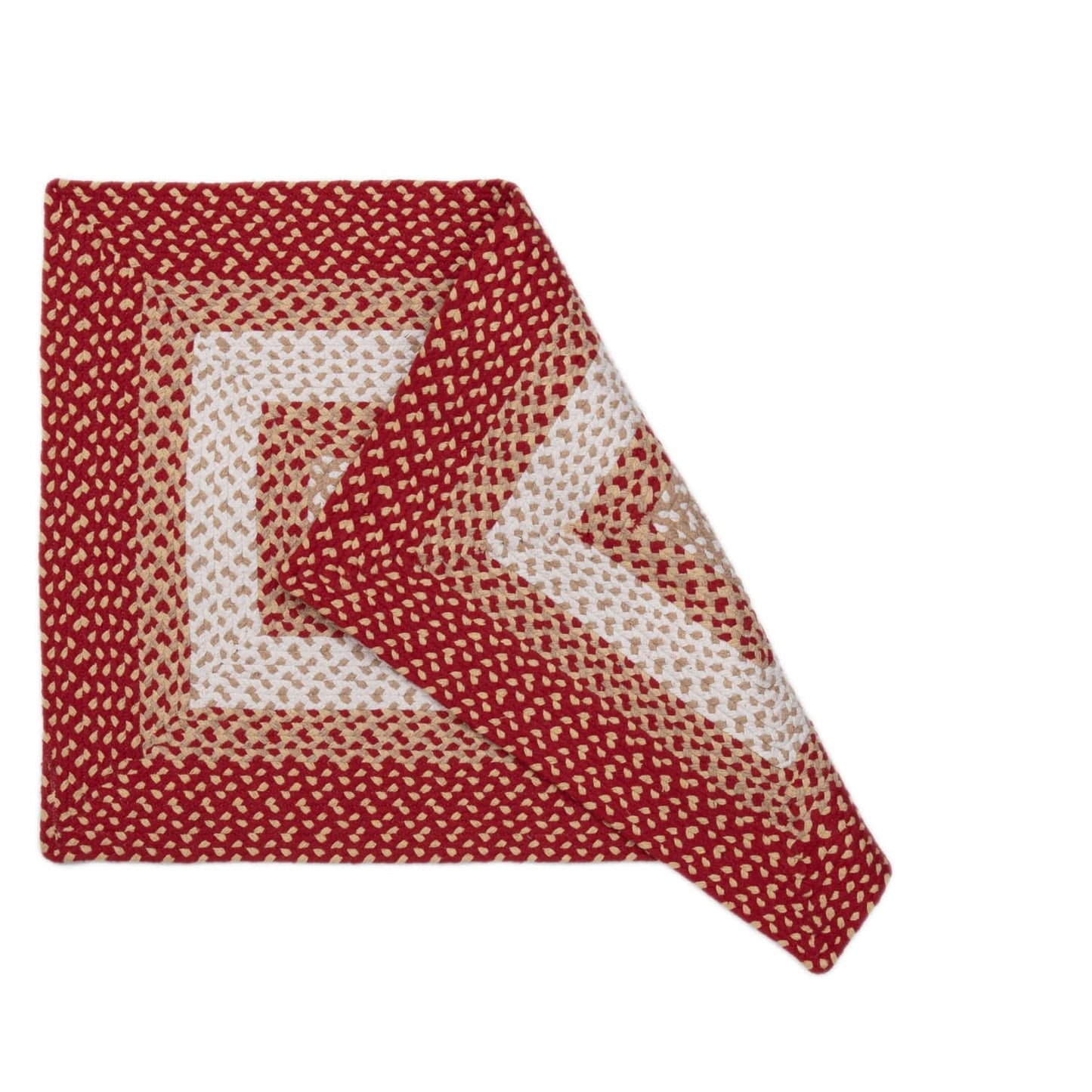 Super Area Rugs 2X3ft Farmhouse Braided Rug - Natural Soft Cotton Carpet for Bathroom, Kitchen, Doorway - Primitive Country Woven Rug - Red/Cream/Ivory