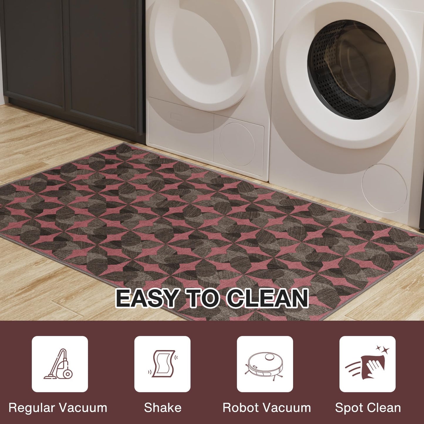 Tydle Chair Mat for Hard Floors, 60" x 75" Chair Mat for Hardwood Floor, Non-Slip Hard Floor Protector Computer Under Desk Rug for Home Office (Black & Red)