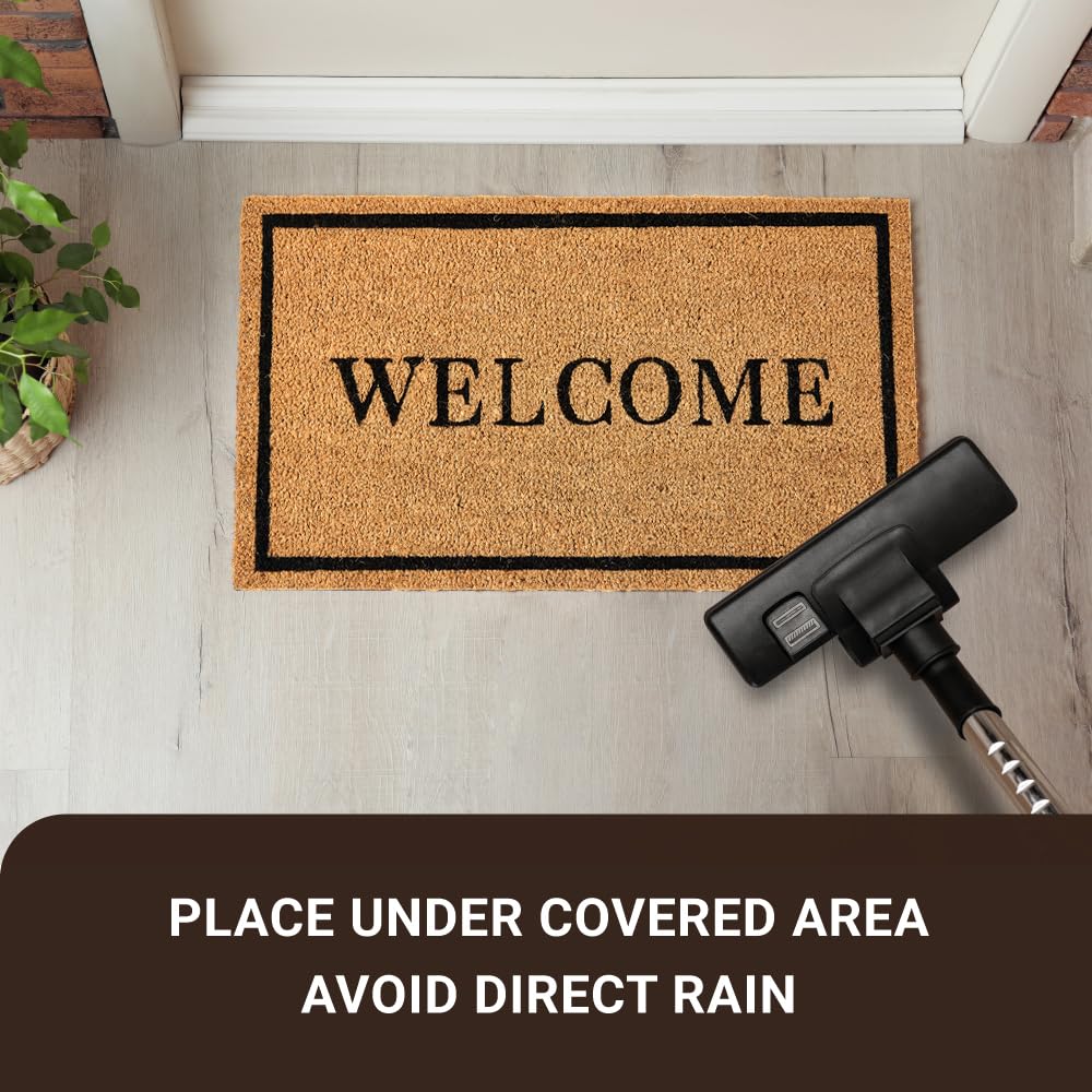 KANKUN Coco Coir Door Mat with Heavy Duty Backing, Welcome Doormat (17" x 30"), Doormat Entrance (Welcome2-1Pack)