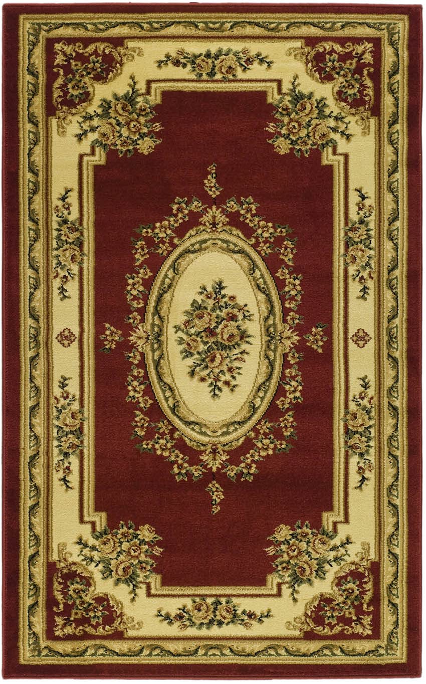 SAFAVIEH Lyndhurst Collection Accent Rug - 4' x 6', Red & Ivory, European Medallion Design, Non-Shedding & Easy Care, Ideal for High Traffic Areas in Entryway, Living Room, Bedroom (LNH218C)