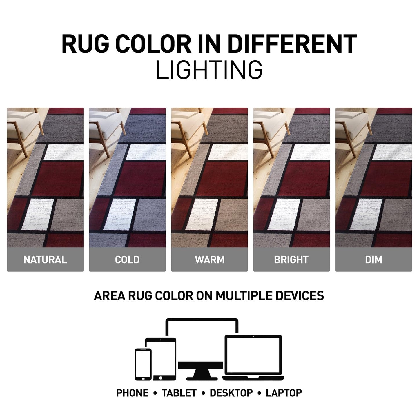 Rugshop Modern Geometric Boxes Red Area Rug, Carpet with Jute Backing for Hallway, Entryway, or Laundry Room, 2' x 7'2"