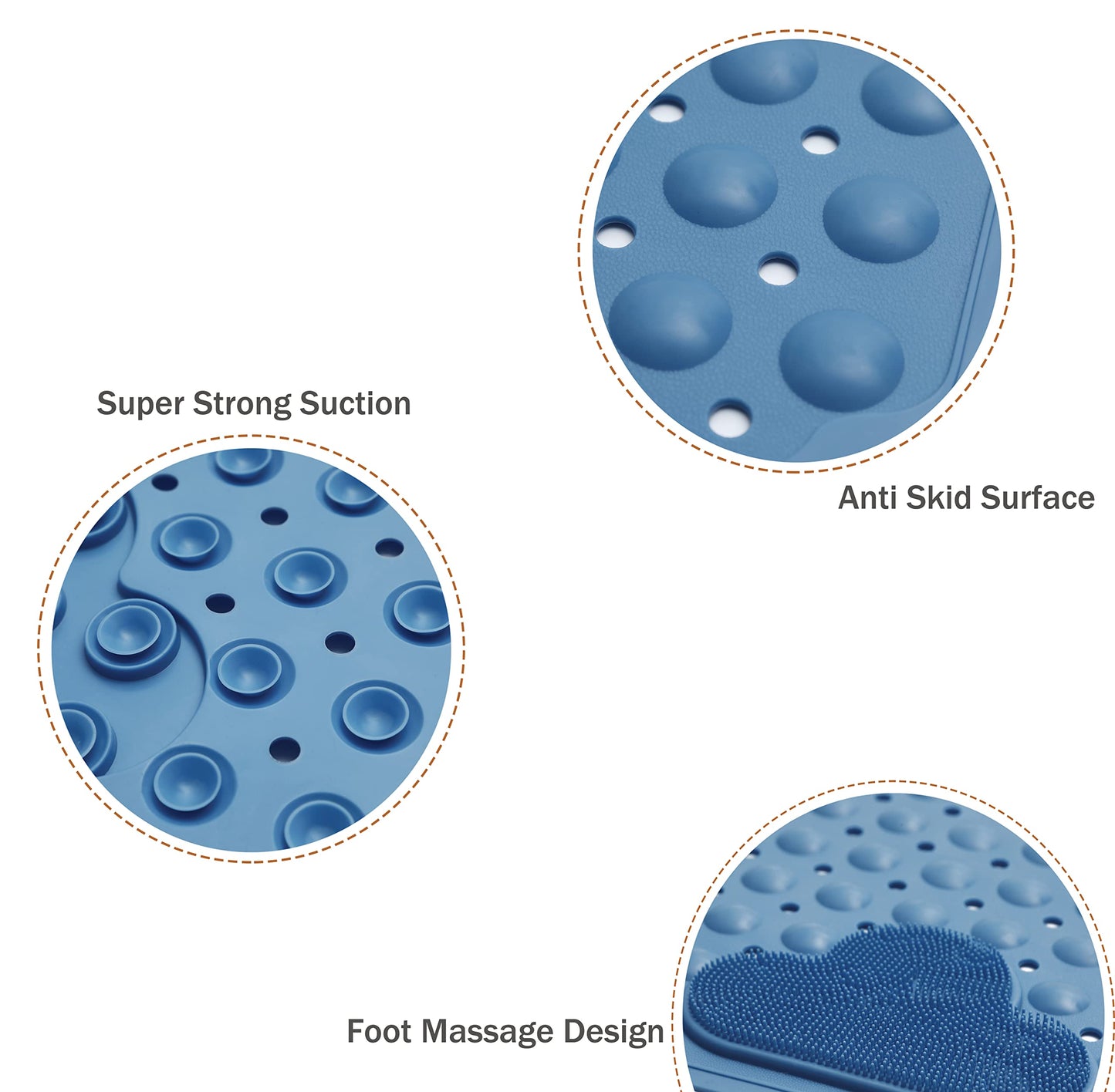 Mantto Bath Tub Mat Shower Mat Non Slip Bathtub Mats with Suction Cups Bath Mat for Tub Bathroom Mats 28" X 16" Machine Washable (Blue)