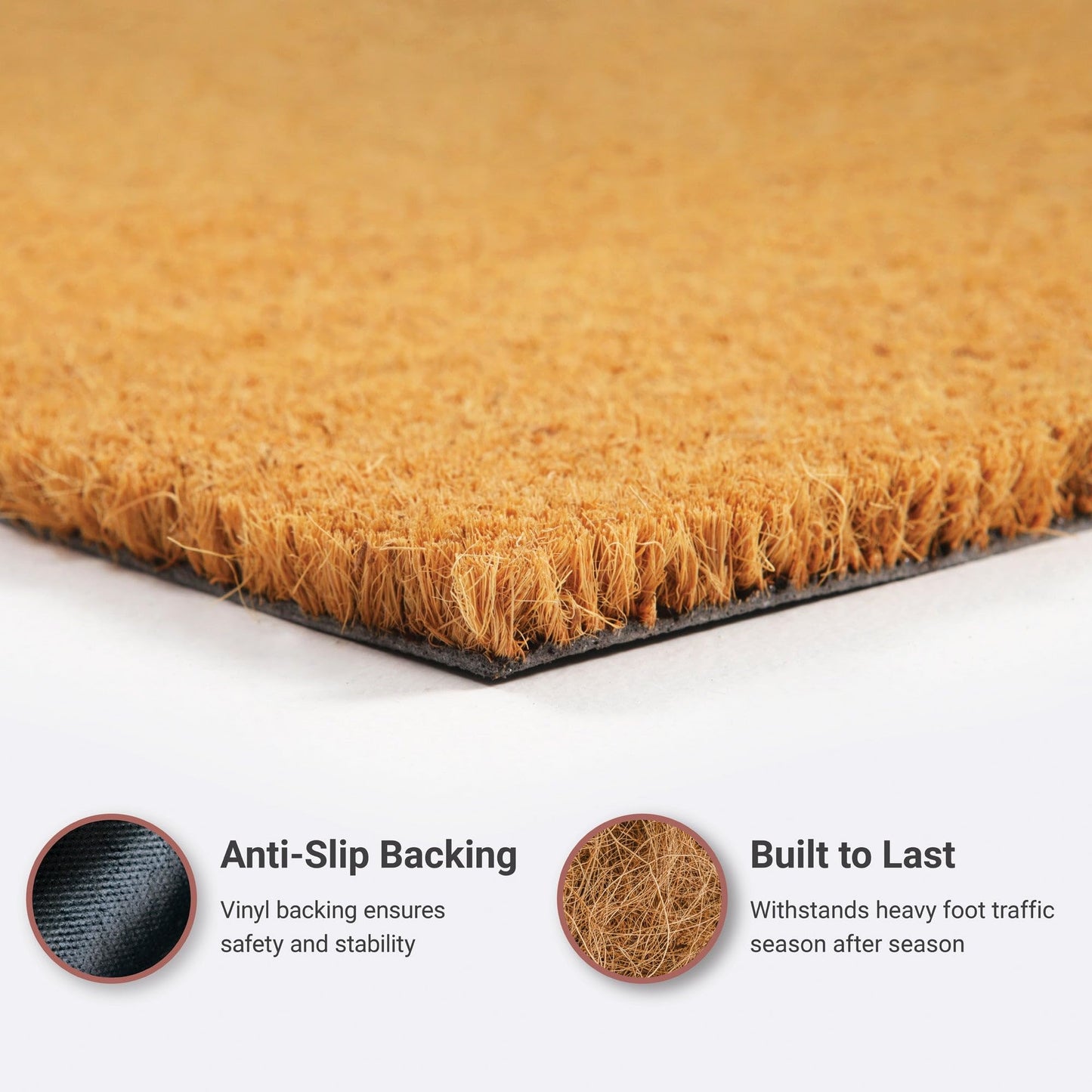 Natural Coir Doormat - Script Welcome Mat, Non-Slip - Tufted Design - 17x30