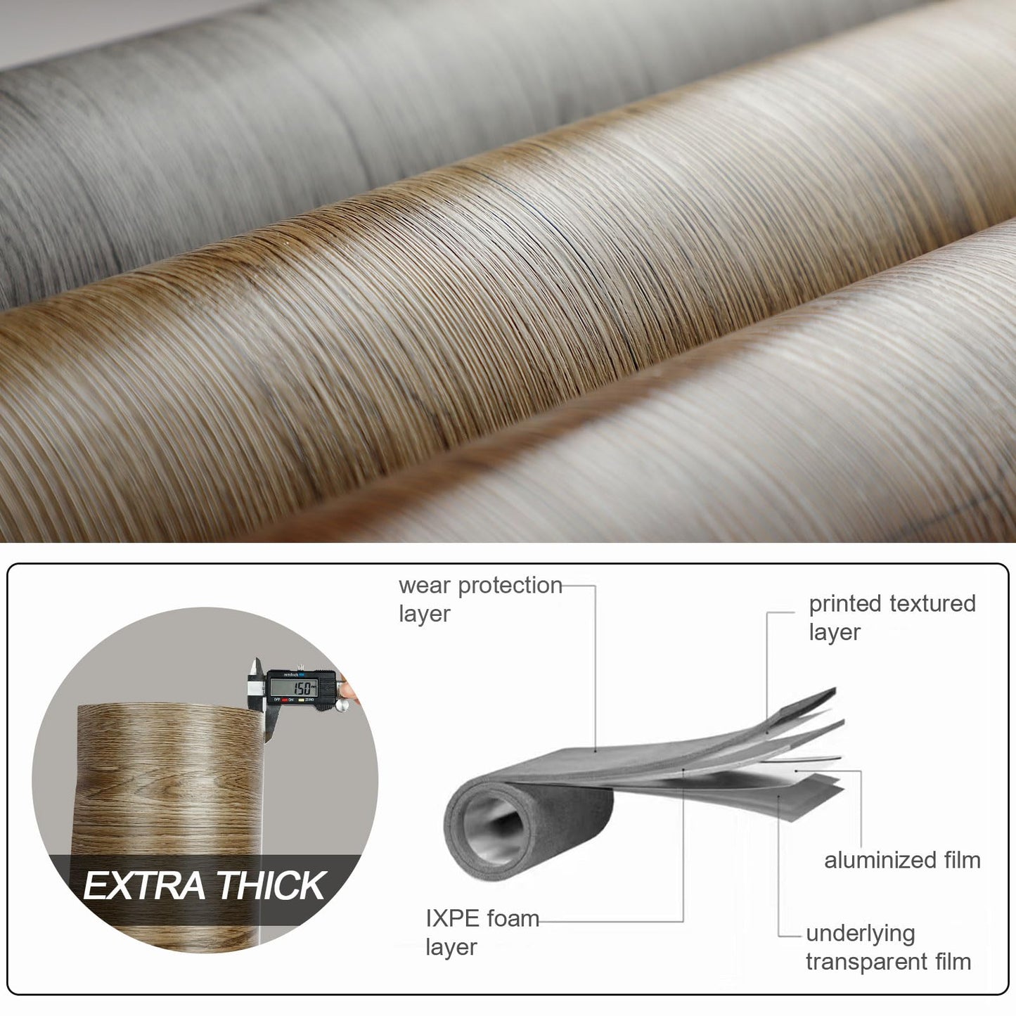 Oxdigi Peel and Stick Vinyl Flooring Roll 23"x 118"/19 Sq.Ft, Thicken Self Adhesive Vinyl Floor Tiles Wood Plank Flooring Waterproof Wear-Resistant for Any Room, Easy DIY Floor Coverings, Brown