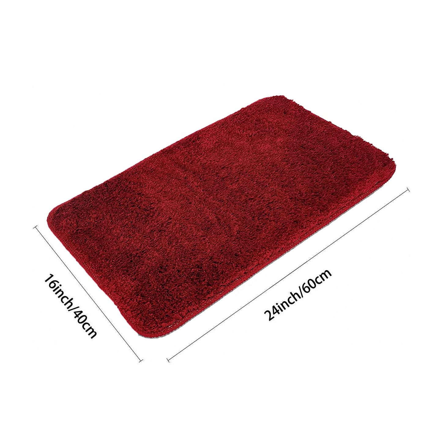 Eanpet Red Bathroom Rugs Water Absorbent Chenille Bath Mat for Bathroom Machine Washable Shower Mats Bath Rug for Kids Shower Tub,16" x 24",Red