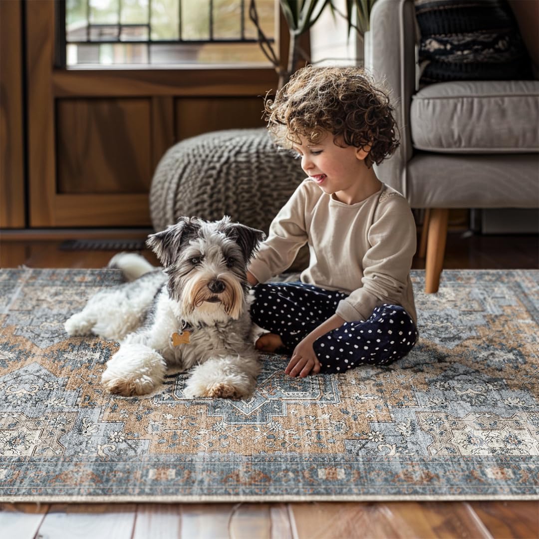 Muddy Mat® Coral 2x3 Washable Area Rugs for Living Room, Bedroom & Dining Room – Modern Soft Low Pile Non Slip Carpet – Pet Friendly Waterproof Foldable Rugs for Home