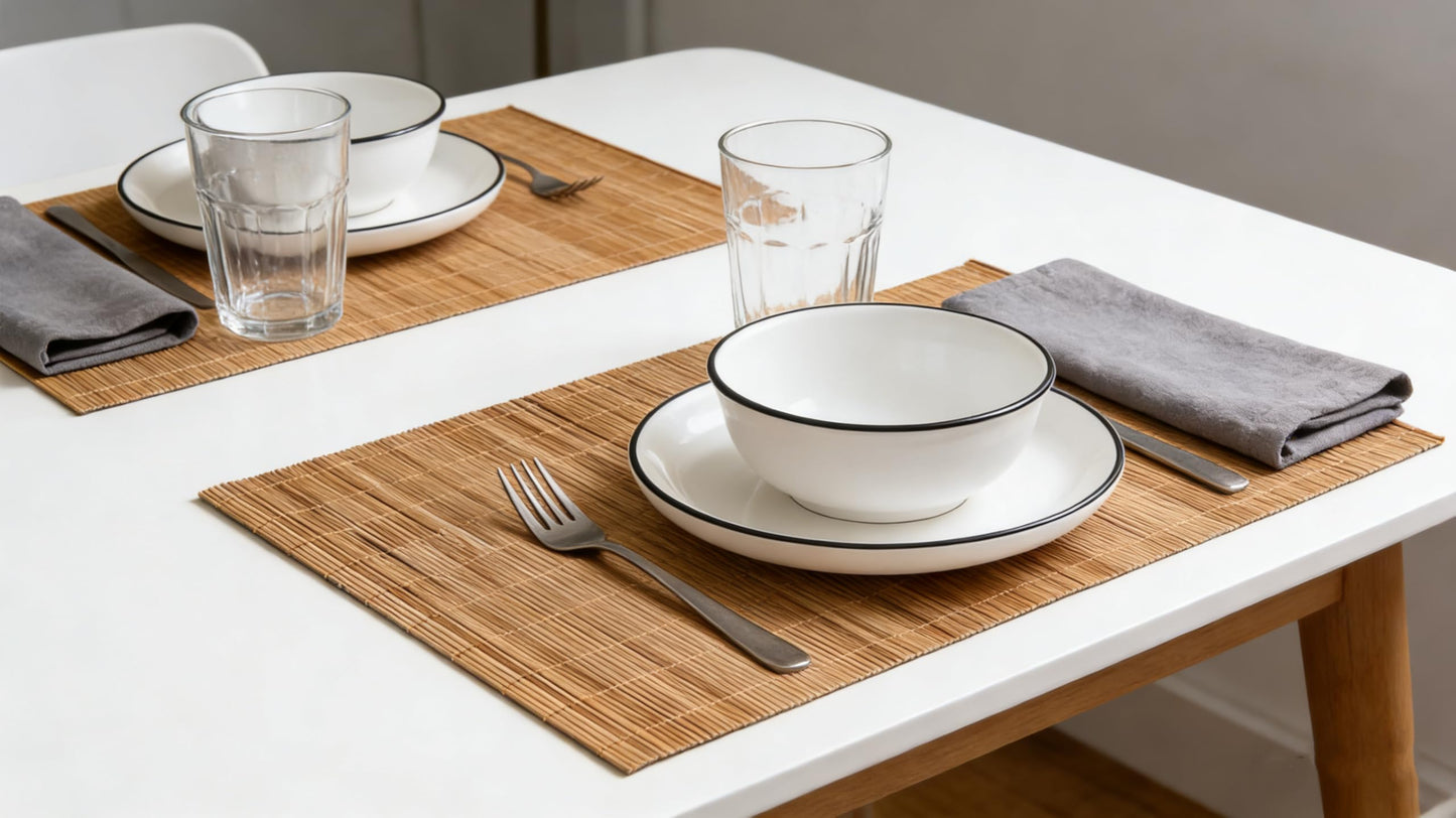 Metany Dining Table Placemat, Heat-Resistant Place Mat Stain Resistant Anti-Skid Washable Bamboo Table Mat Placemat Kitchen Table mat