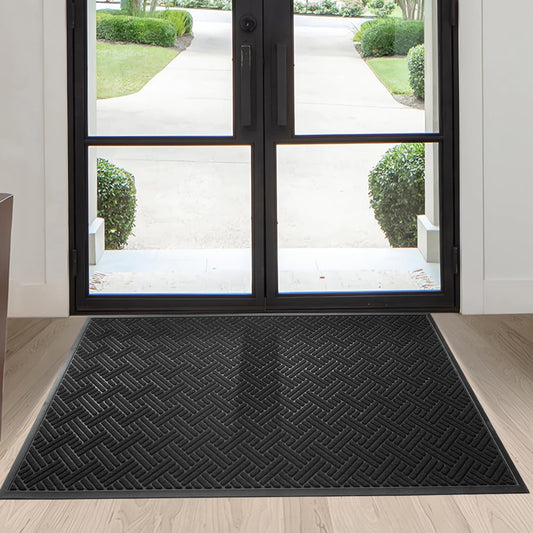 Front Door Mat Indoor Outdoor Entrance, Welcome Mat for Entryway, Stain and Fade Resistant, Heavy Duty Absorbent Door Mat, Non Slip Door Mats Outdoor, Entry Doormat, 47x32 Inch, Black