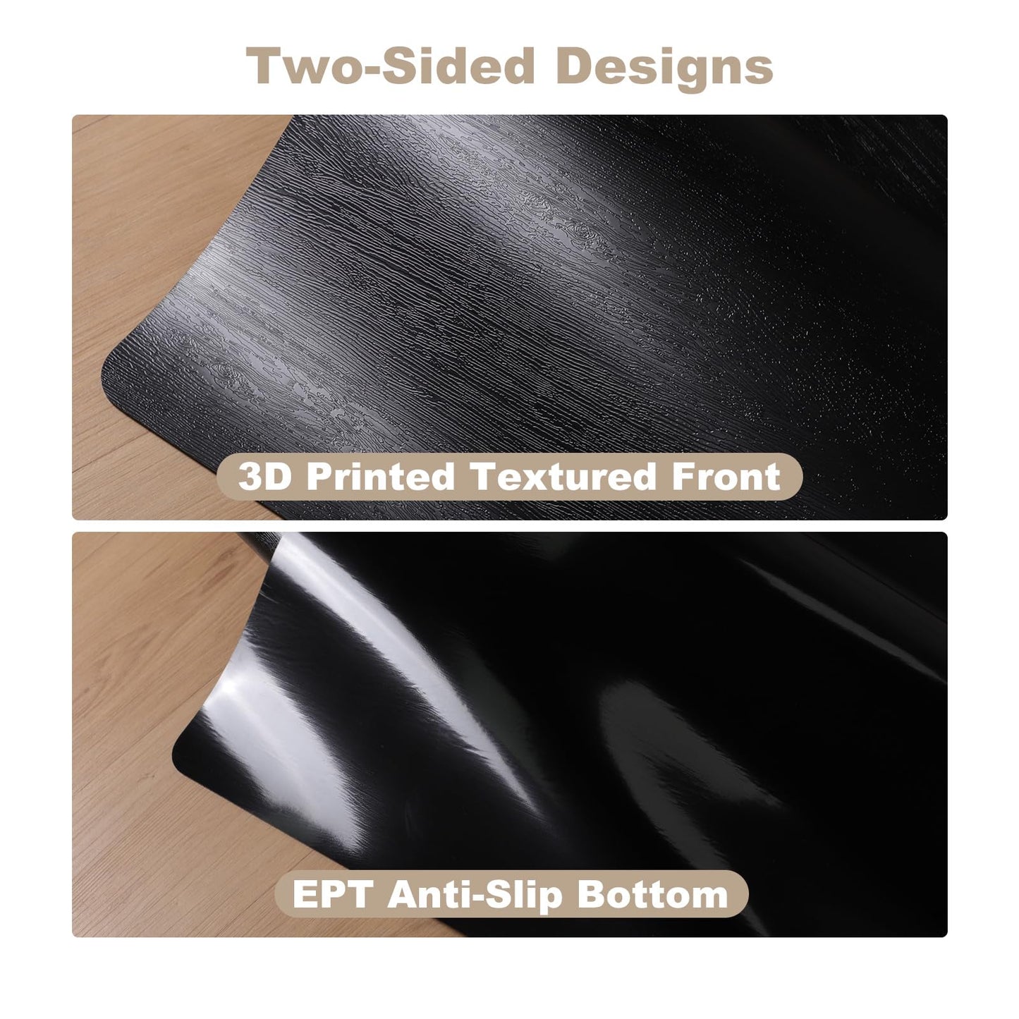 2.0mm 50"x 60" Extra Thick Heavy Duty Chair Mat for Hardwood Floors, PVC Office Chair Floor Protector, Non-Slip Black Plastic Mat for Rolling Desk Chairs on Hard Surfaces