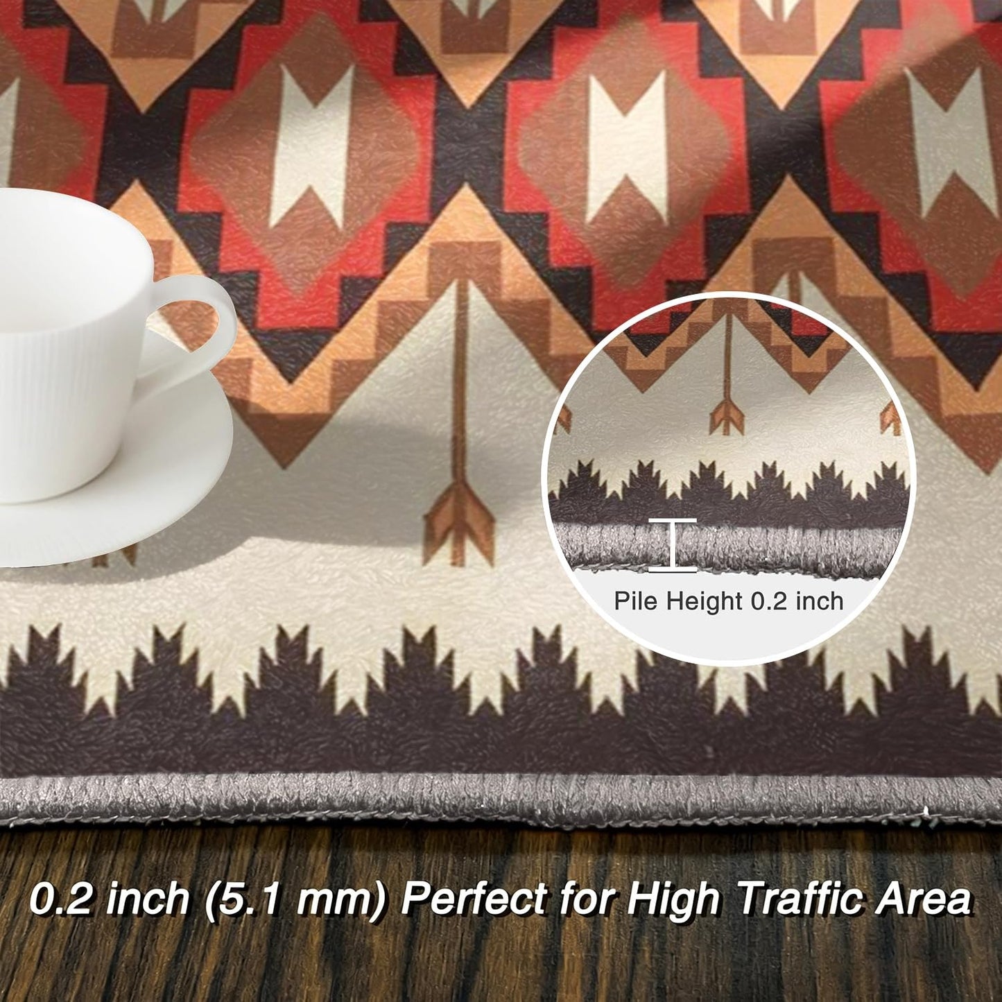 Western Rustic Area Rug, 5x7ft,Aztec Native American Rugs, Bohemian Farmhouse Rug, Moroccan Collection Indoor Rug for Bedroom, Living Room, Patio, Dining Room Entrance Southwestern Carpet
