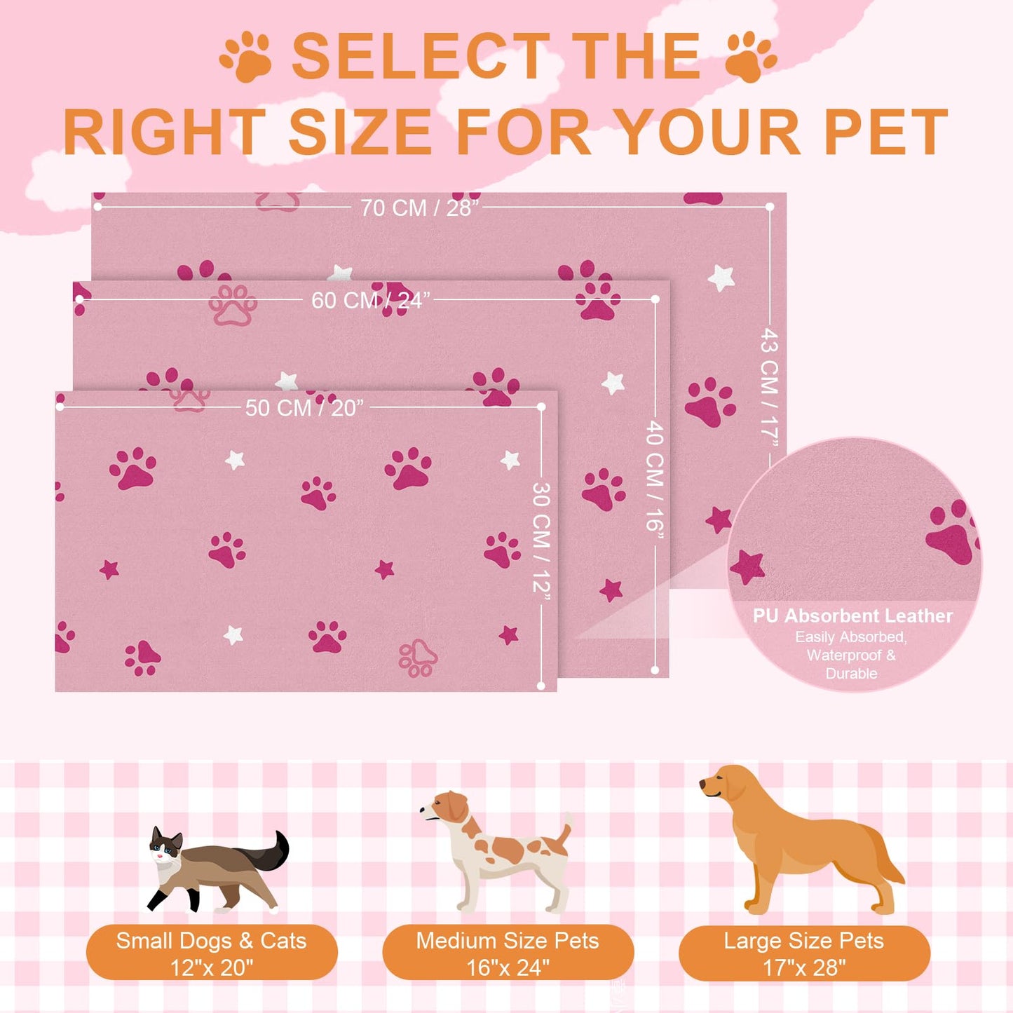 Pet Feeding Mat 12"x20"- Absorbent Dog Mat, Small Pet Food Mat, Rubber Pet Food Mat, Pet Food Mats for Floor Waterproof, Dog Water Matt for Sloppy Drinker, Cat Food Bowl Mat, Pink