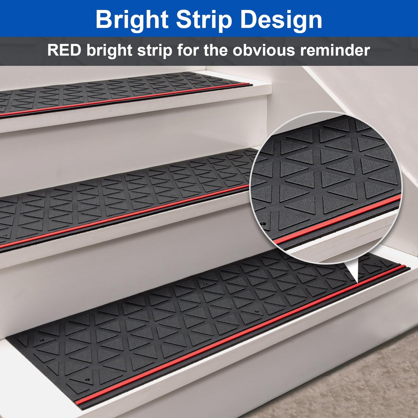Spurtar Rubber Stair Treads 35" x 10", 3Pack Outdoor Rubber Stair Treads Non-Slip for Wooden Concrete Marble Tile Metal Steps