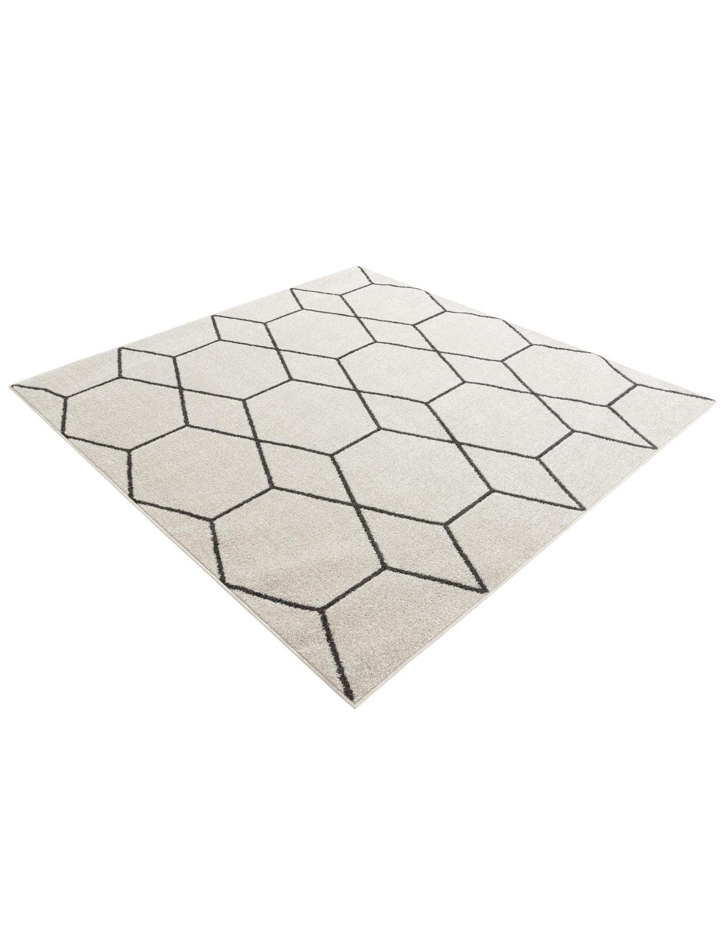 Rugs.com - Lattice Frieze Rug – 6 Ft Square Ivory Easy-Clean Rug – Modern Trellis Design for Living Rooms, Bedrooms, and Home Offices
