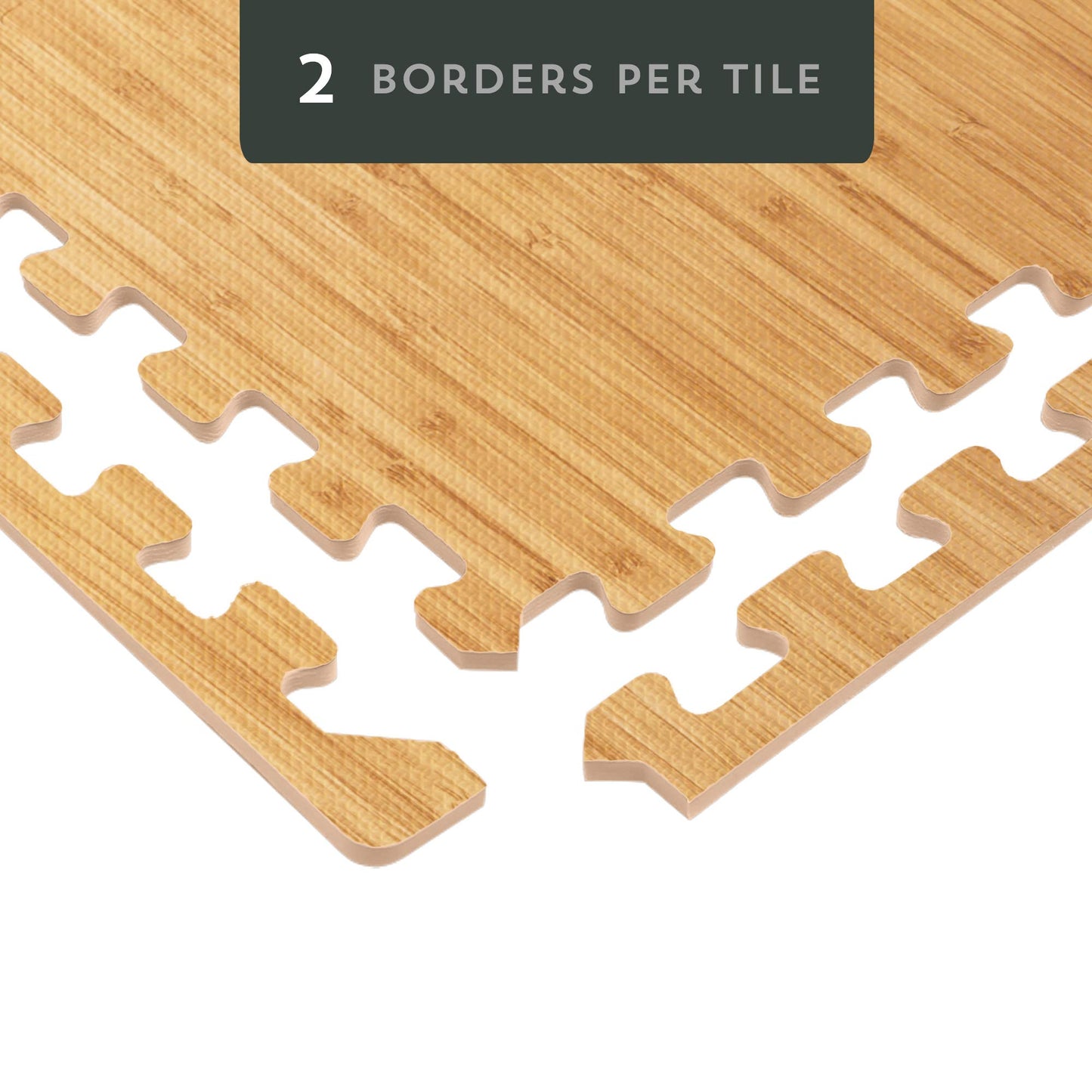 Forest Floor 5/8 Inch Thick Printed Foam Tiles, Premium Wood Grain Interlocking Foam Floor Mats, Anti-Fatigue Flooring, Light Bamboo, 100 Sq Ft