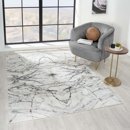 LUXE WEAVERS Marble Effect Abstract Gray 5x7 Area Rug