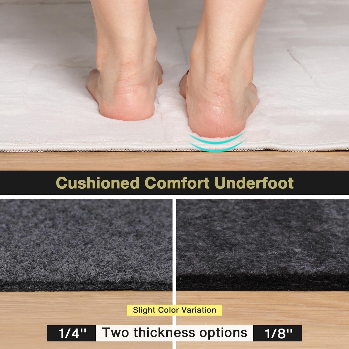 NENSIUM Rug Pad 6x9 Non Slip for Hardwood Floors, 1/8” Extra Thick Waterproof Felt Carpet Pad, Low Profile Underlay for Area Rugs, Safe for LVP & All Floor Finishes, Odorless & Soundproof