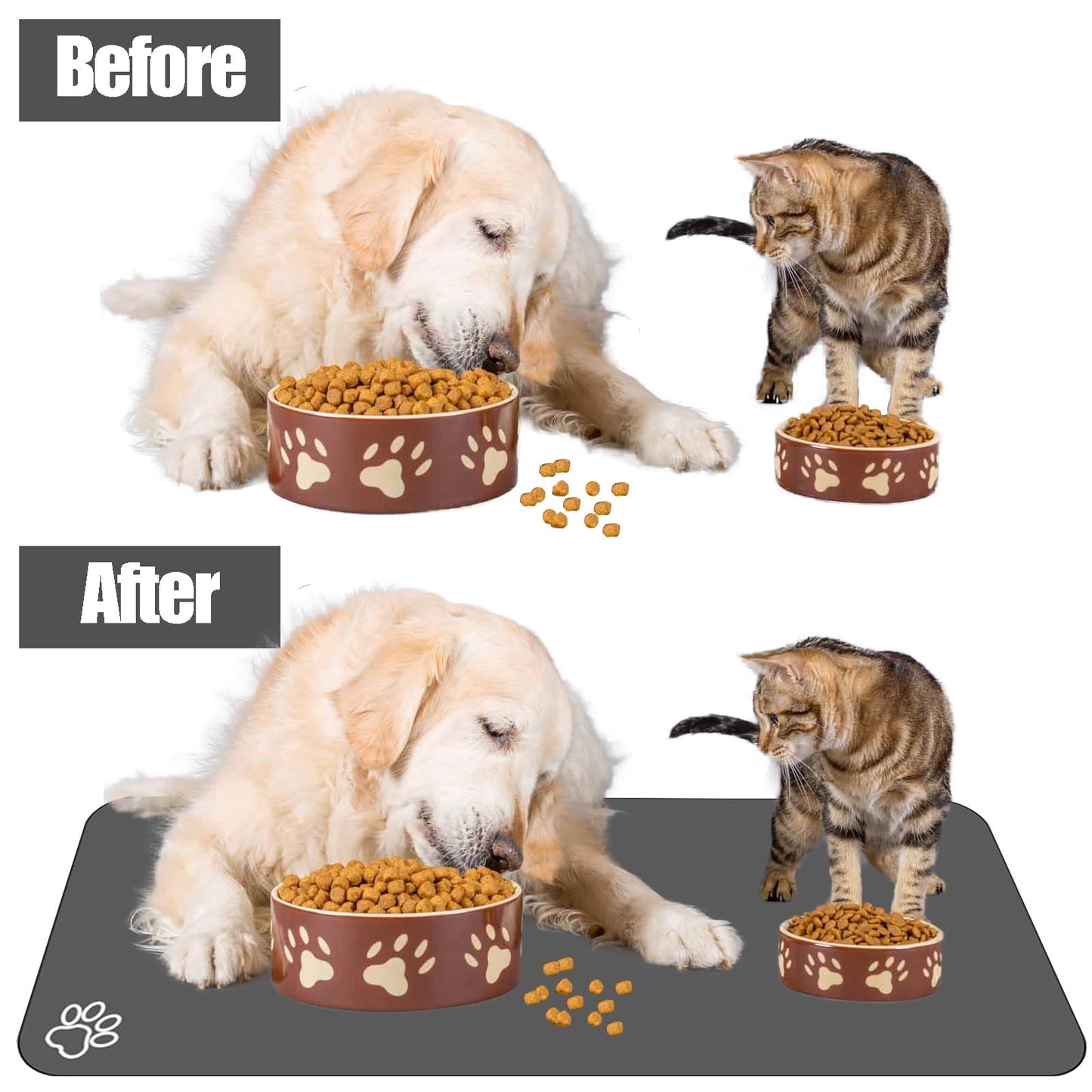 Large Pet Feeding Mat, 39.3"x15.7" Absorbent Quick Dry Dog Mat for Food and Water Bowl, Non Skid Cat Bowl Mat, No Stains for Pet Water Dispenser Pet Supplies for Messy Drinkers