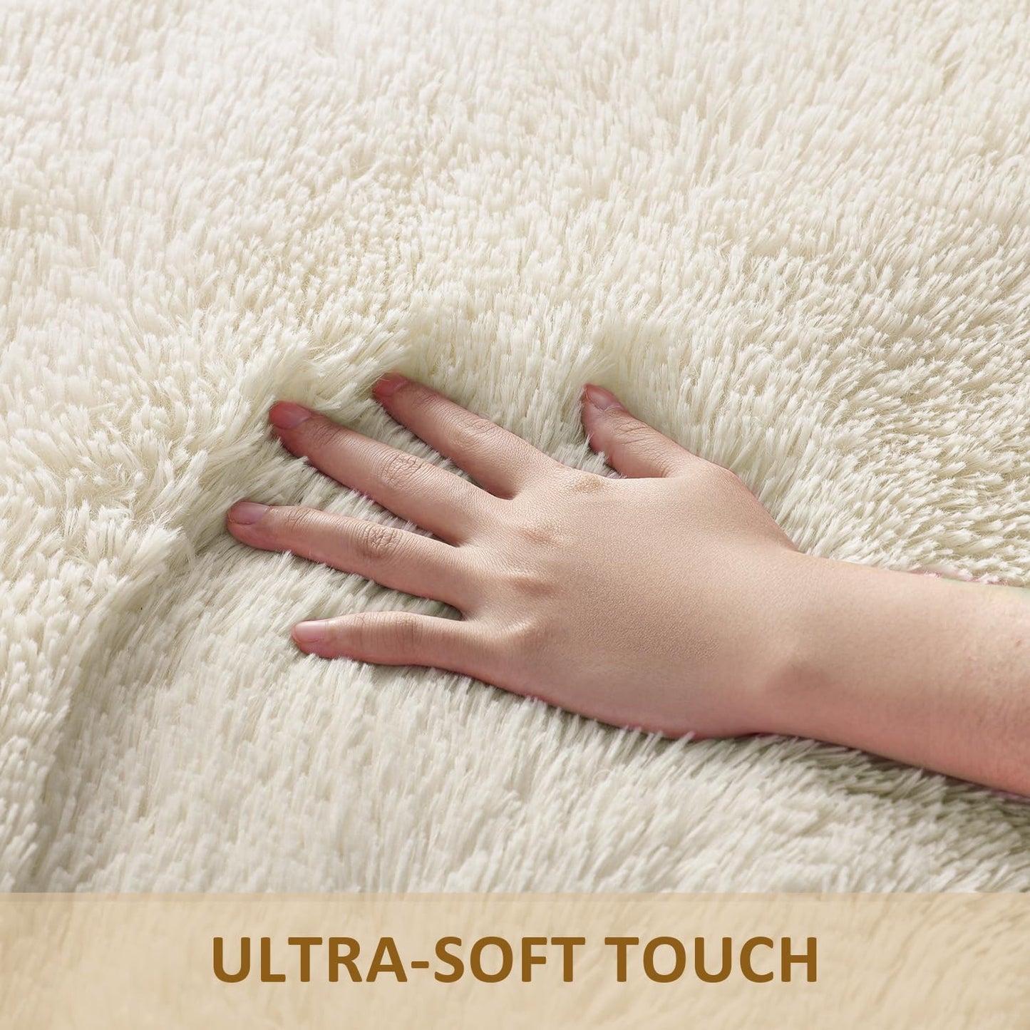 Ophanie Runner Rug for Hallway, 2x5 Upgrade Non-Slip Fluffy Soft Bedside Rugs, Bedroom Living Room Ivory Shaggy Carpet for Kids Girls Boys Dorm Nursery Home Decor Aesthetic