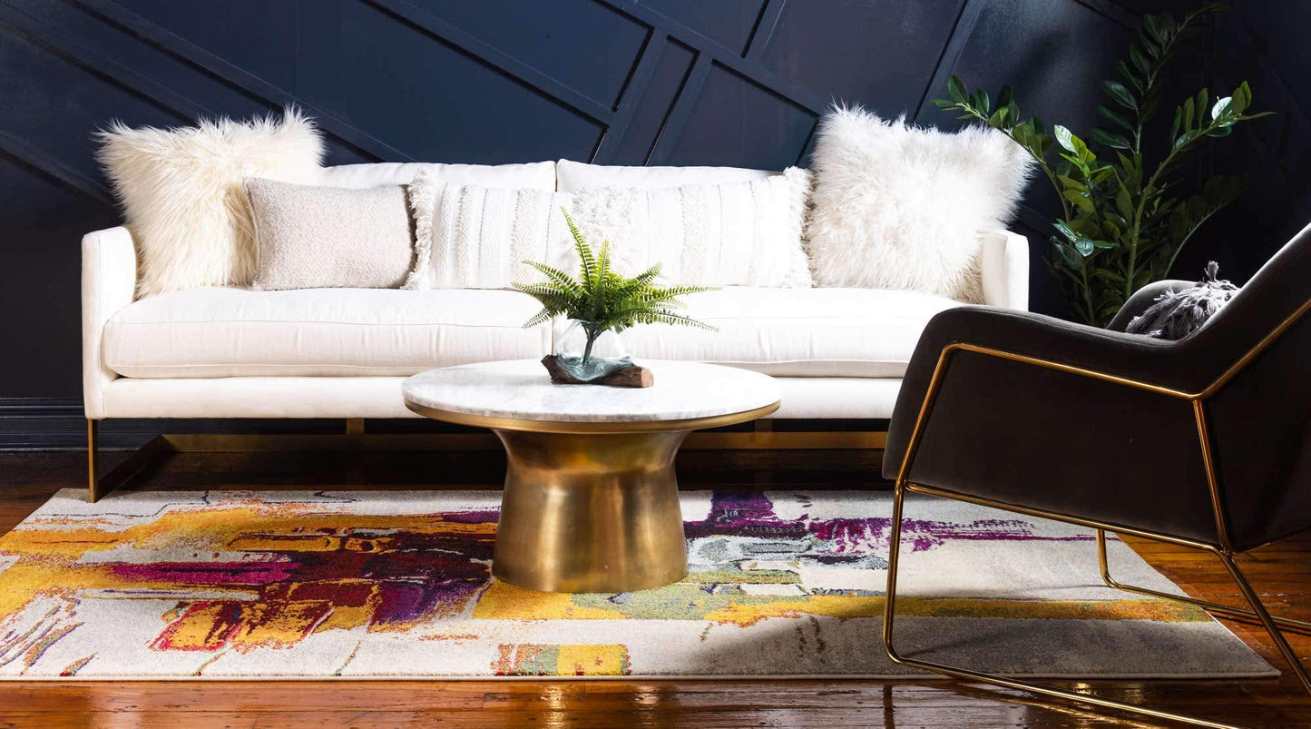 Unique Loom Estrella Collection Bright Colors, Geometric, Abstract, Modern Area Rug (6' 0 x 9' 0 Rectangular, Beige/Yellow)