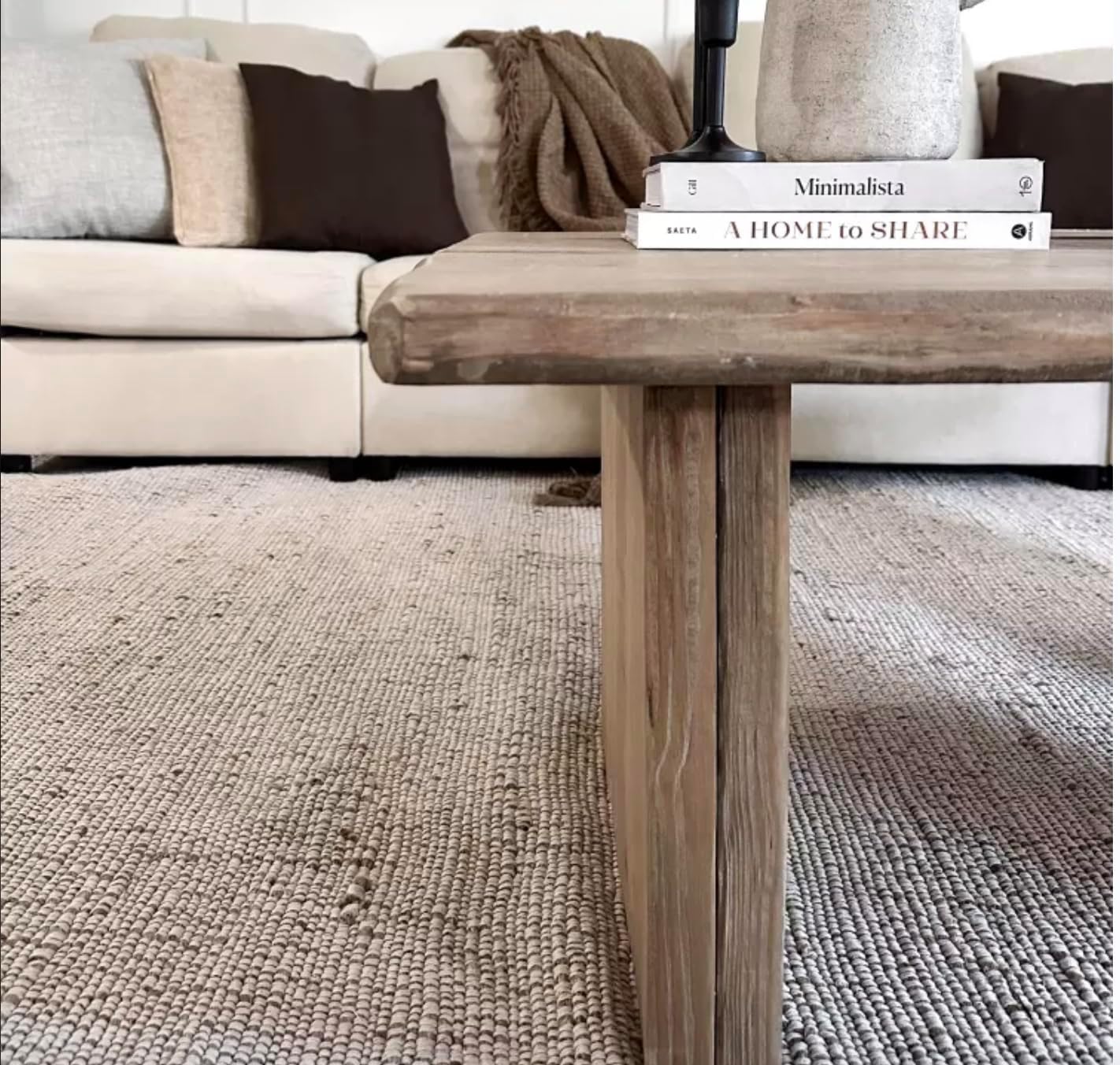 SISOSU Jute Cotton Area Rug, Hand Woven Traditional Farmhouse Rug for Living Room, Bedroom, Dining Room & Entryway, Natural Beige Home Décor Carpet, Eco-Friendly, 10 x 13 Feet