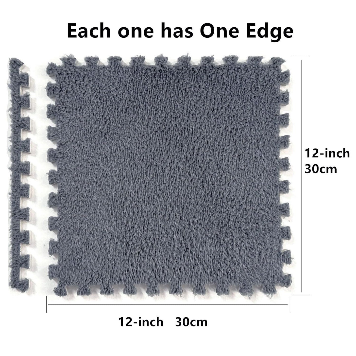 12 Pcs Carpet Foam Floor Tiles Kids Play Mat Plush Interlocking Carpet Tiles Anti-Slip Soft Protect Baby Foam Mats Replaceable Washable Puzzle Floor Mats for Playroom, Bedroom, Home Decor, 49" x 37"