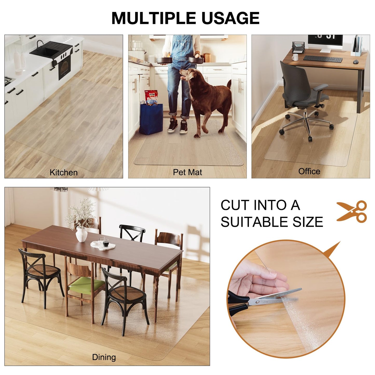 Mymeely Floor Mat for Home, 6'x9 Upgraded Clear Area Rug for Dining Room, Non-Slip Hard Floor Living Room, PVC Waterproof Vinyl Floor Protector Mat, Large Plastic Under Bedroom, Kitchen, Table