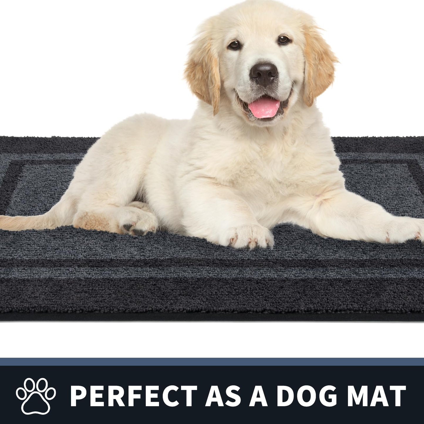 PURRUGS Dirt Trapping Door Mat 24" x 70", Non-Slip Machine Washable Entryway Rug, Entrance Mat, Indoor Front Door Mat, Super Absorbent Entry Rug for Muddy Shoes & Paws, Bluish Grey & Charcoal