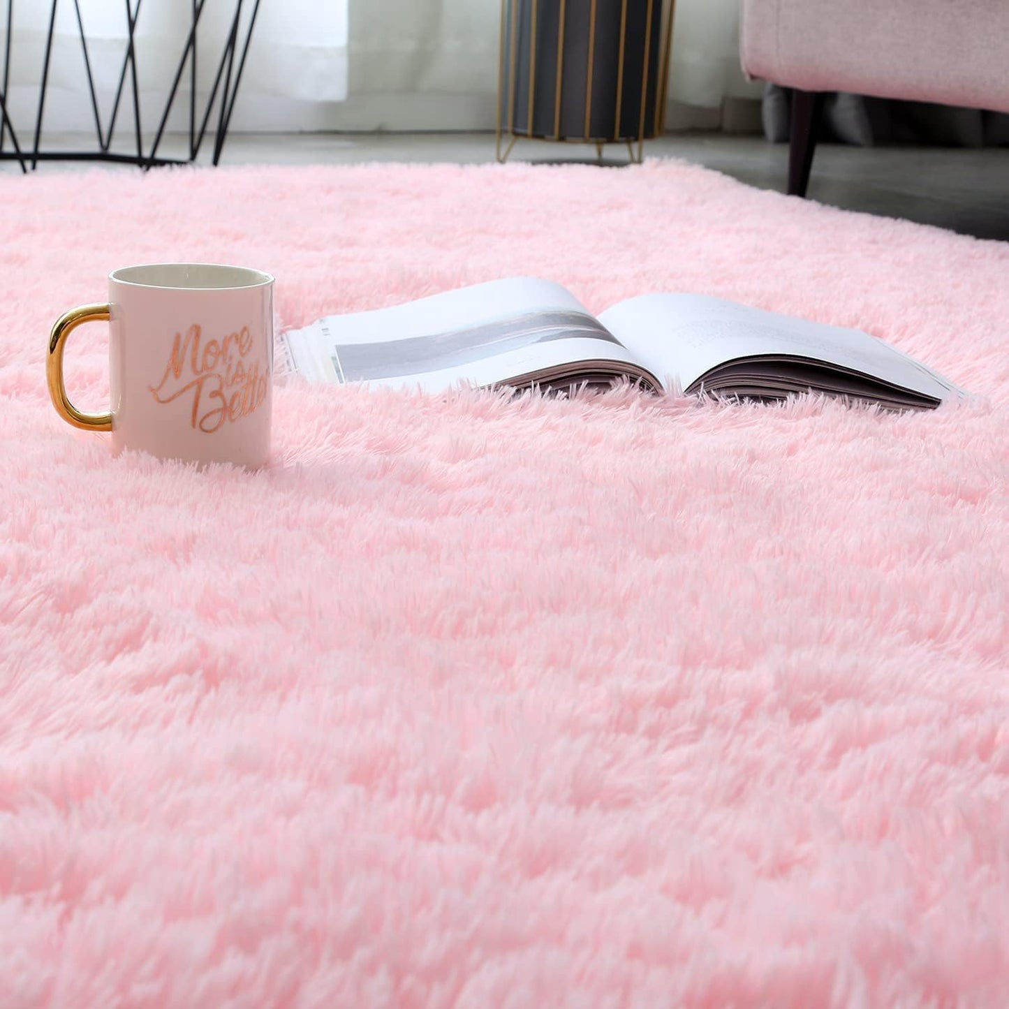 Shag Area Rugs for Bedroom Living Room,5X8 Ultra Soft Fluffy Area Rugs for Dorm, Indoor Carpet Nursery Rugs for Kids Girls Room Home Decor, Pink