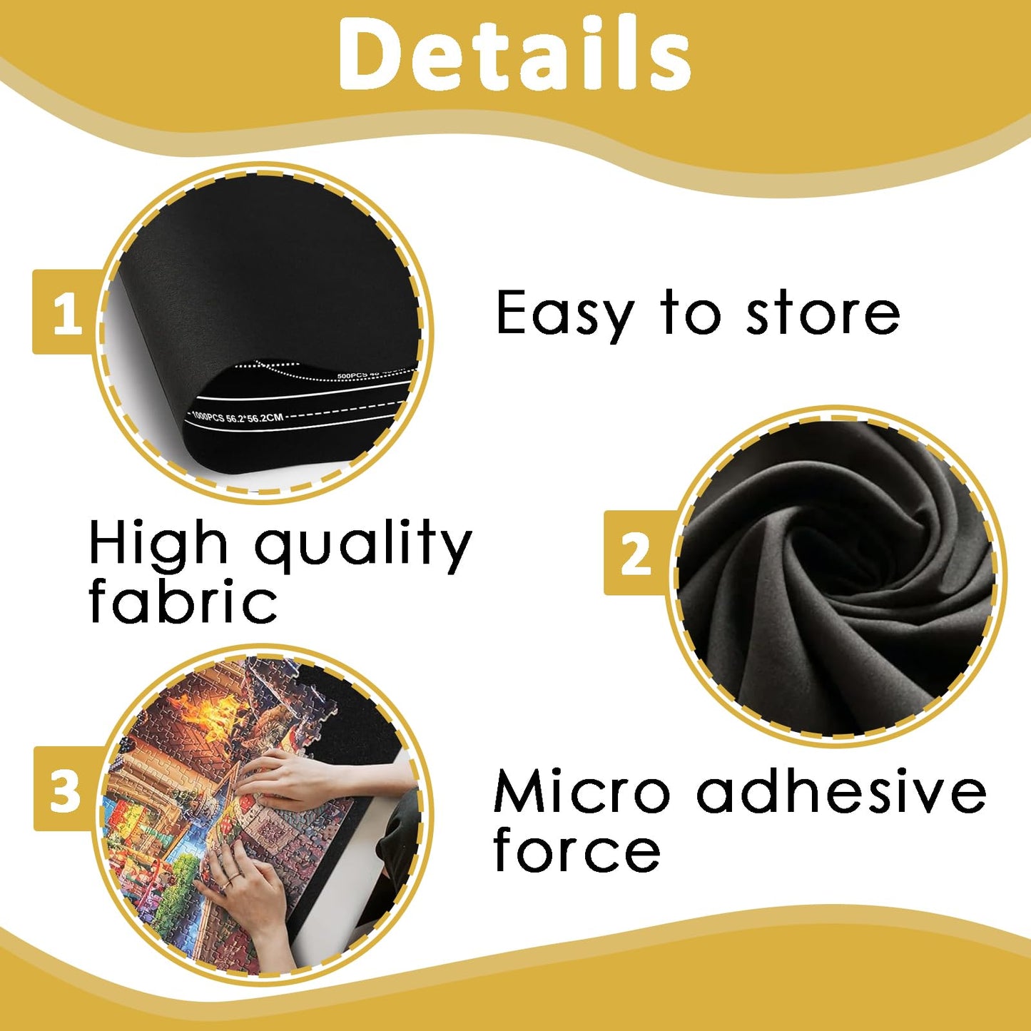 Puzzle Mat Roll Up, Large 1500-Piece Puzzle Matt Rollup with Non-Slip Surface, Portable Storage Solution for Enthusiasts, Black