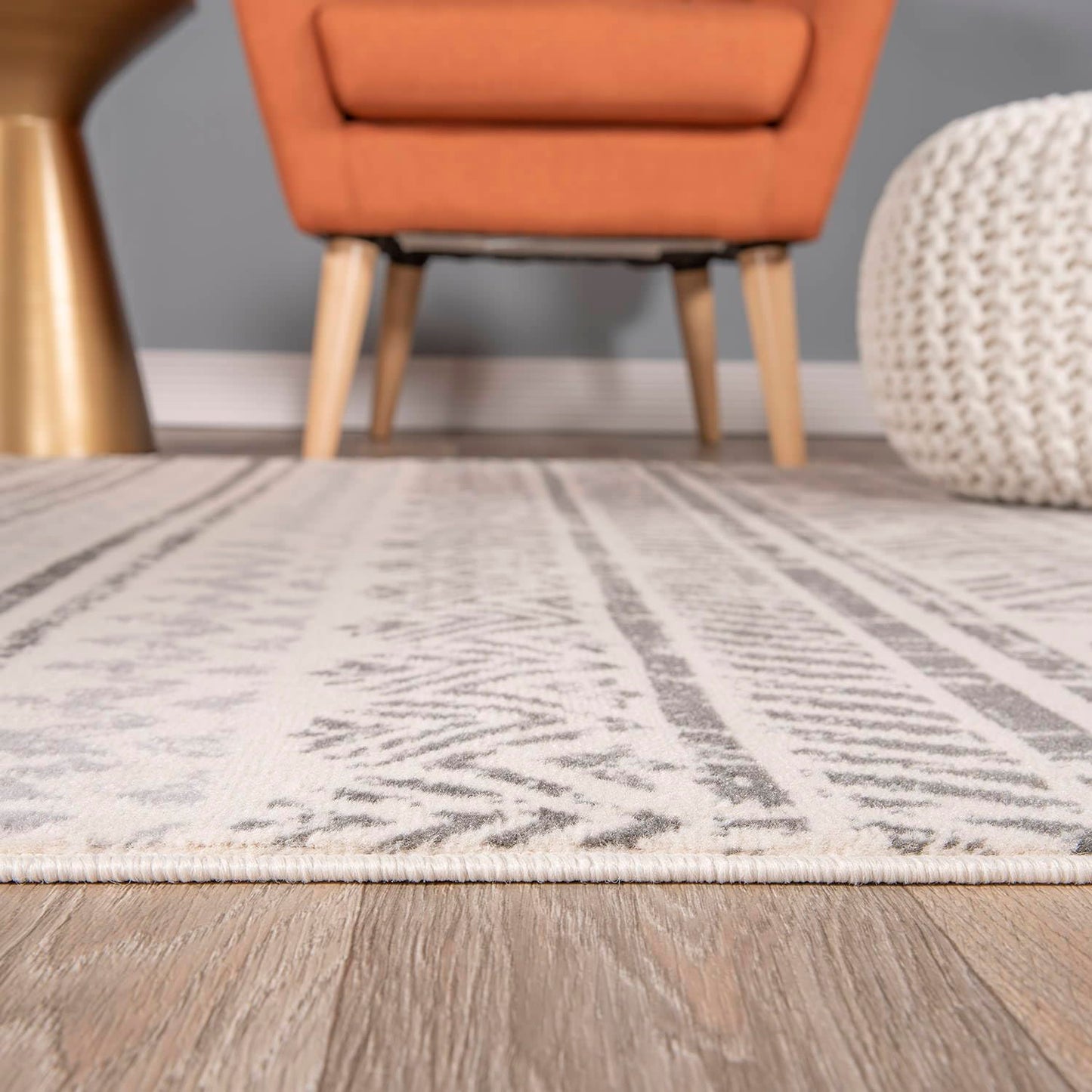 Rugshop Geometric Boho Oval Rug – Gray Tribal Pattern, Perfect for Dining Room, Living Room, 5' x 7' Oval