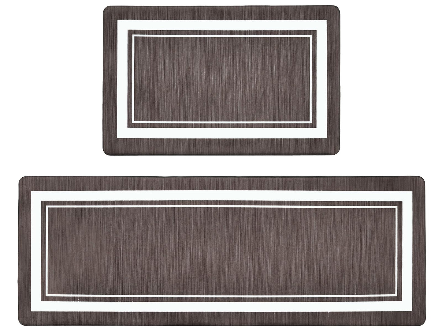 OnesCosy Anti Fatigue Kitchen Mat Set of 2, Brown Kitchen Floor Mat, Waterproof Cushioned Rug, Non Slip Washable Memory Foam Mat for Standing, Sink, Stove, Border, 17.3"x27.6"+17.3"x47.2"