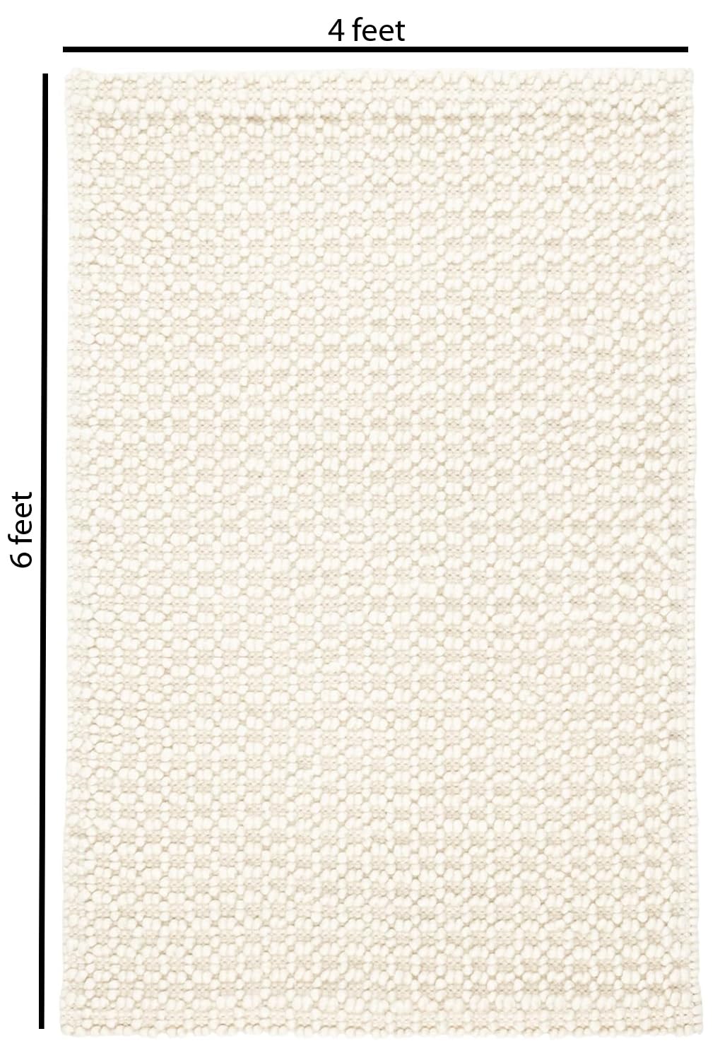 The Knitted Co. Wool Area Rug - Handmade Natural Wool Carpet Rug, Textured Design, Handwoven Ivory Rug - Suitable for Hallway, Bedroom, Dining Room (Ivory- 4'x6')