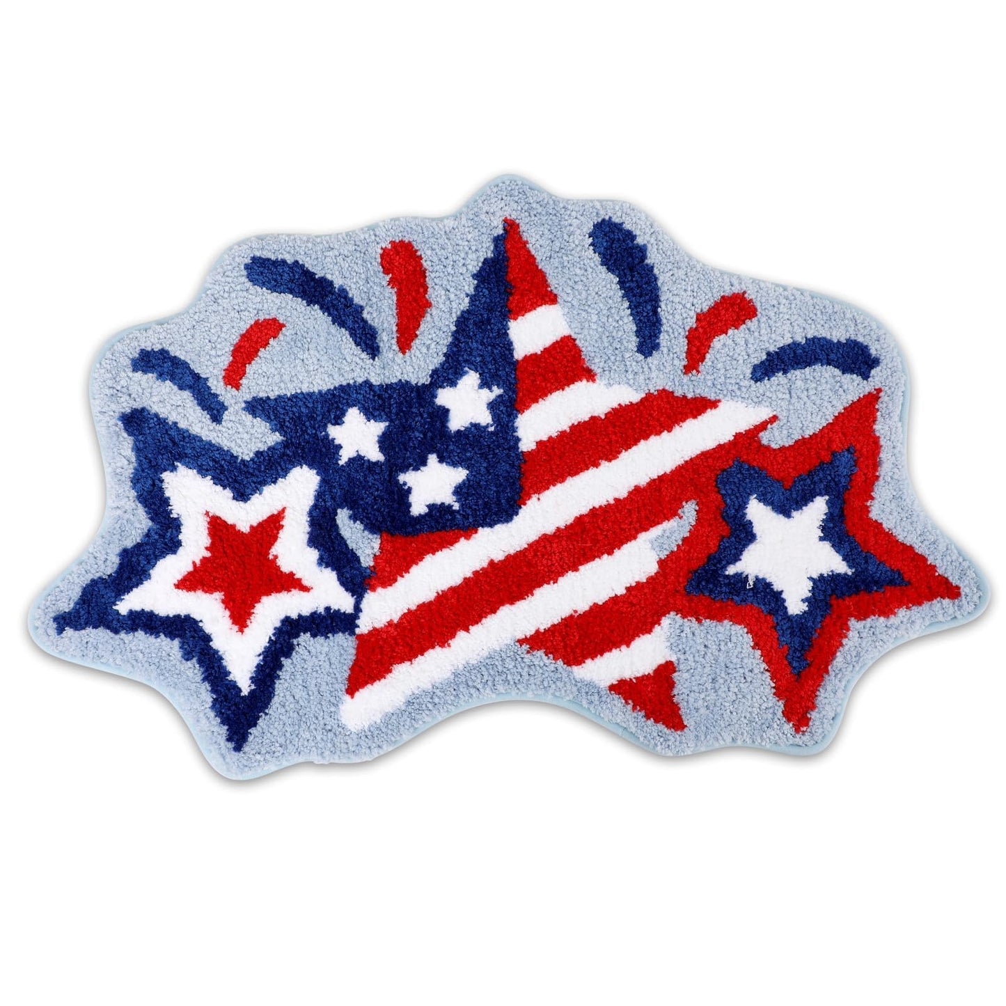 Percozzi 4th of July Bath Mat Patriotic Rug Stars Tufted Rug Non-Slip Floor Mat for 250 Anniversary Soft Absorbent Bathroom Rug Floor Bathroom Decor Independence Day Bath Rug 31.5''x 20.3''