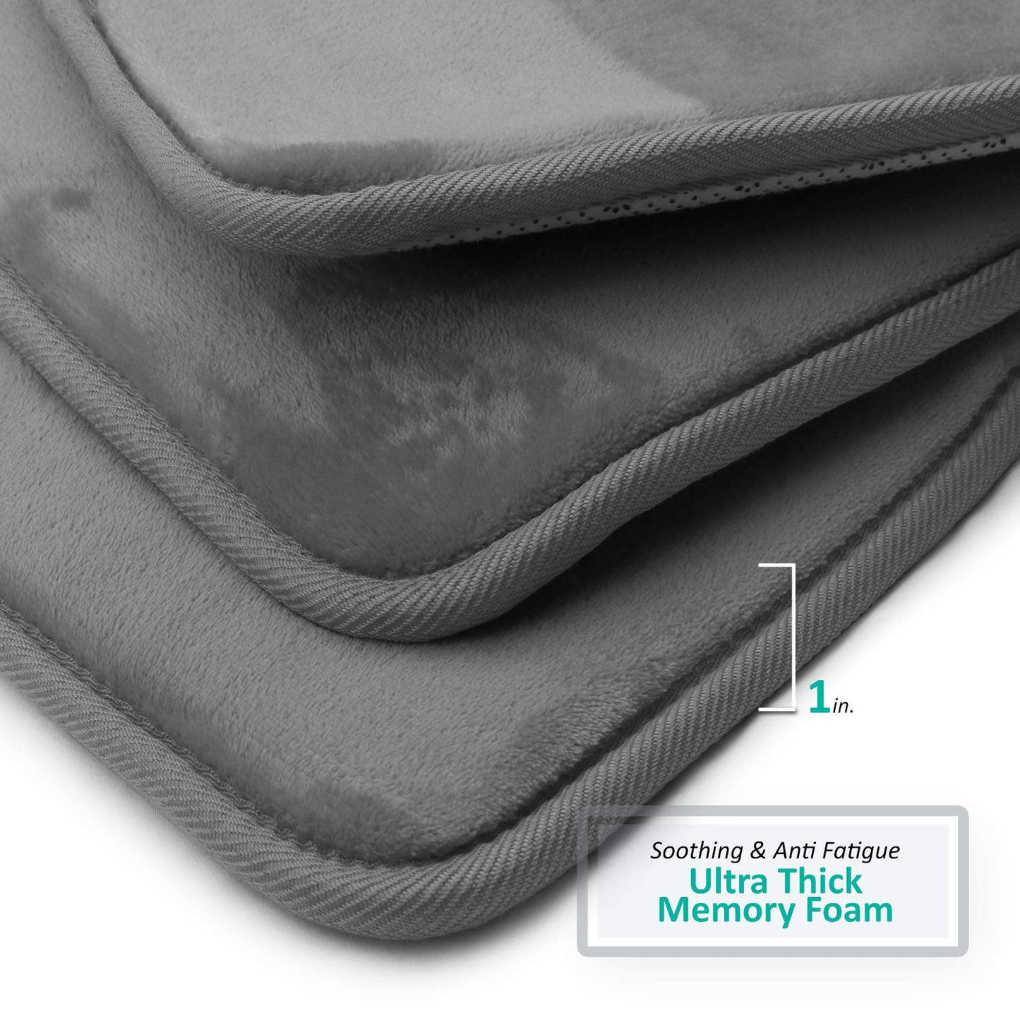 Clara Clark Bathroom Rugs, Ultra Soft Plush Bath Mat for Bathroom, Non-Slip, Velvet Memory Foam Bath Rugs, 17 x 24, Solid Grey