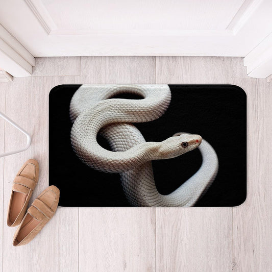 Erosebridal White Snake Bathroom Rugs for Boys,3D S-Shaped Little Dragon Reptile Bath Mat,African Wildlife Tropical Animals Bath Rugs 20"x32",Snake Hide Doormats Wild Animal Skin Bathroom Decor Black