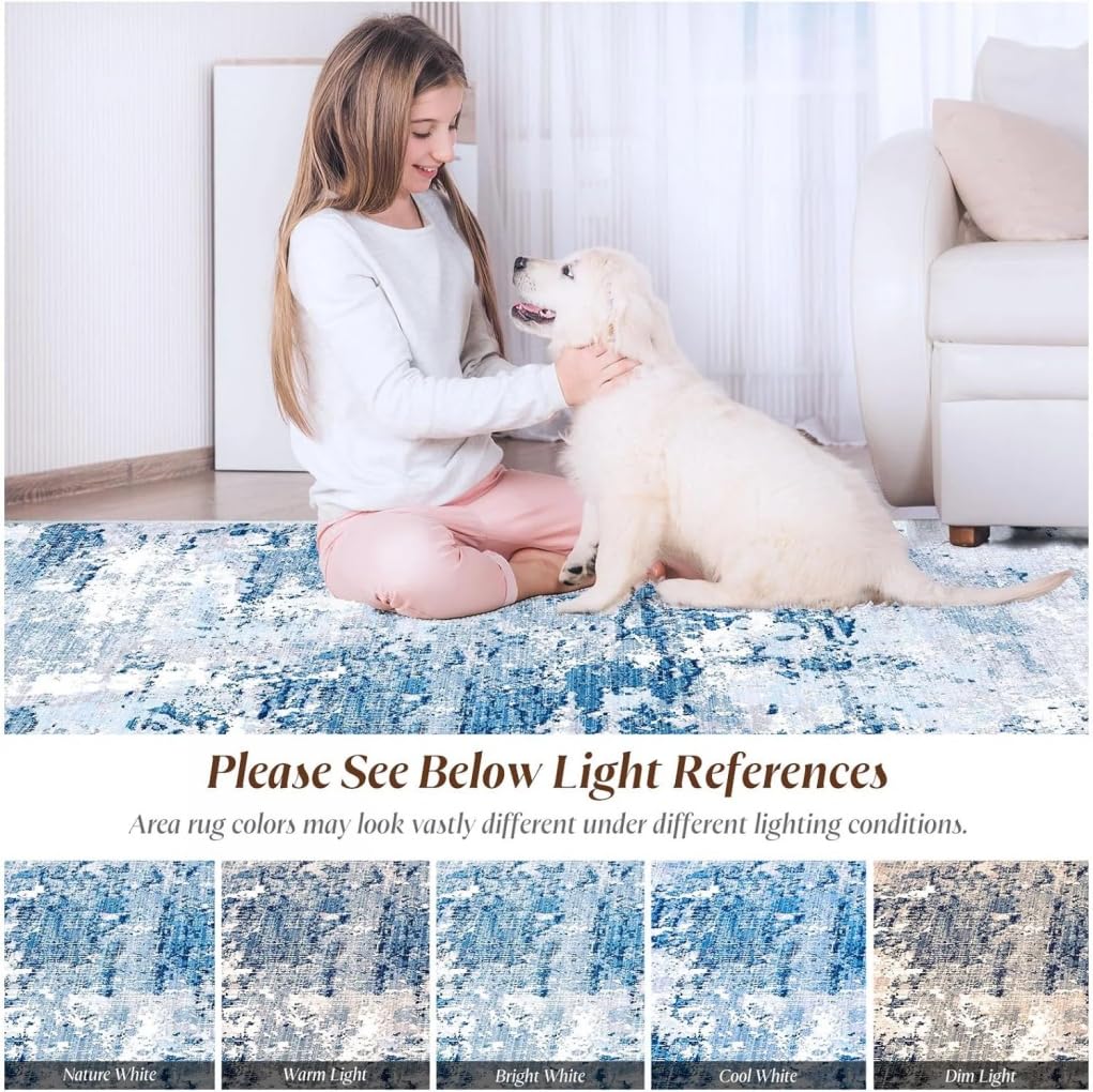 Beige White Gray Marble Texture Irregular Shaped Rug for Living Room Bedroom Nursery Machine Washable Shaggy Carpet Unique Aesthetic Art Deco Rugs Non Slip Under Dining Coffee Table Floor Mat 5x7