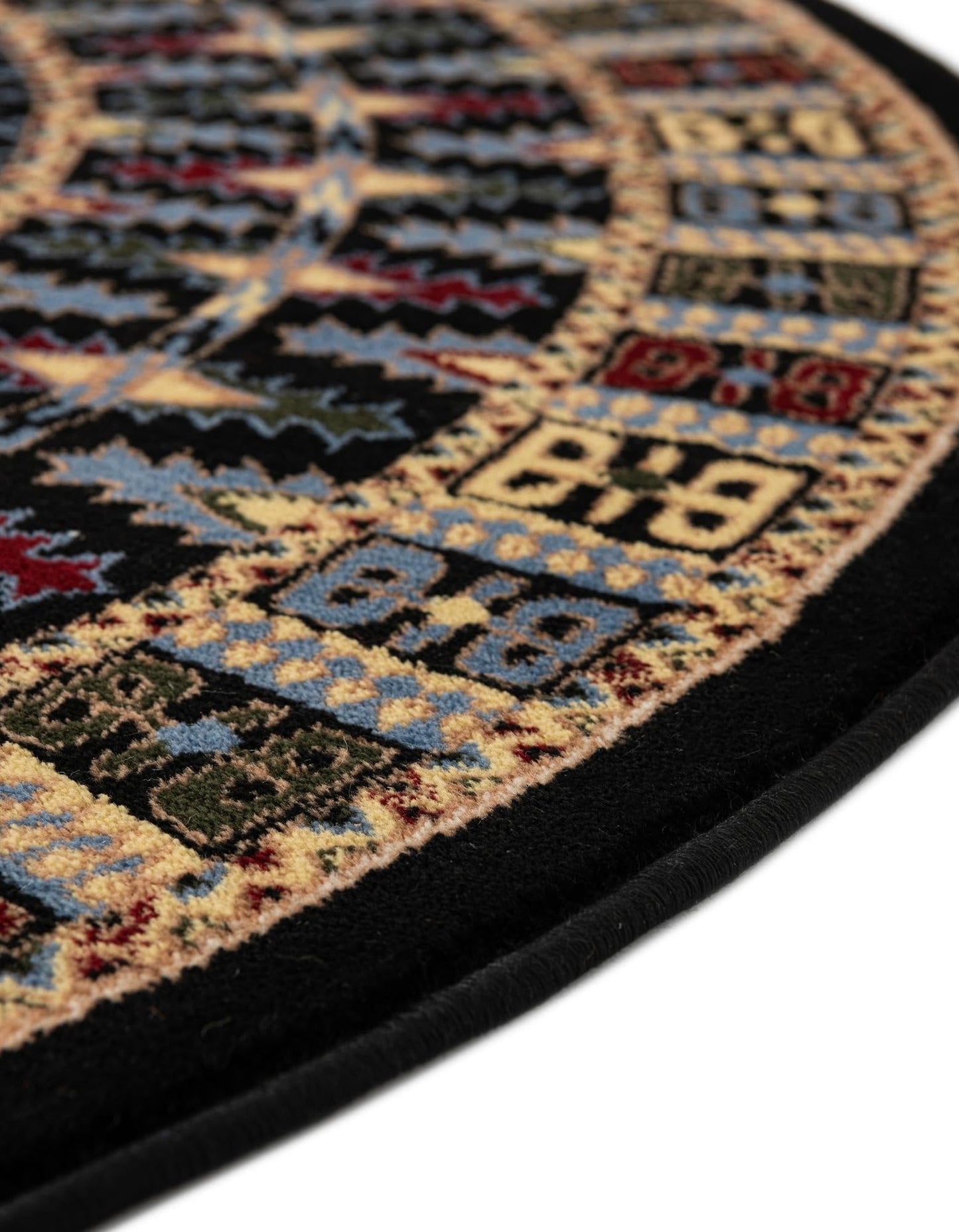 Rugs.com Bokhara Collection Rug – 3 Ft Round Black Medium-Pile Rug Perfect for Kitchens, Dining Rooms