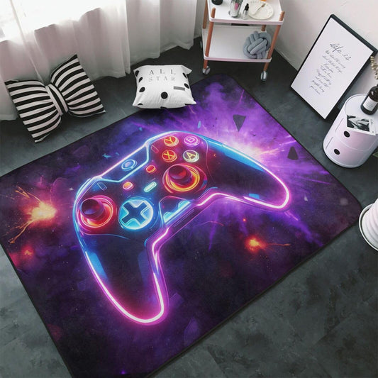 Area Rugs Cover,Colorful Neon Game Controller Soft Washable Floor Carpets Mats Non-Skid Rug for Kids Living Room Bedroom Boys Game Room Decor 3x5 Ft