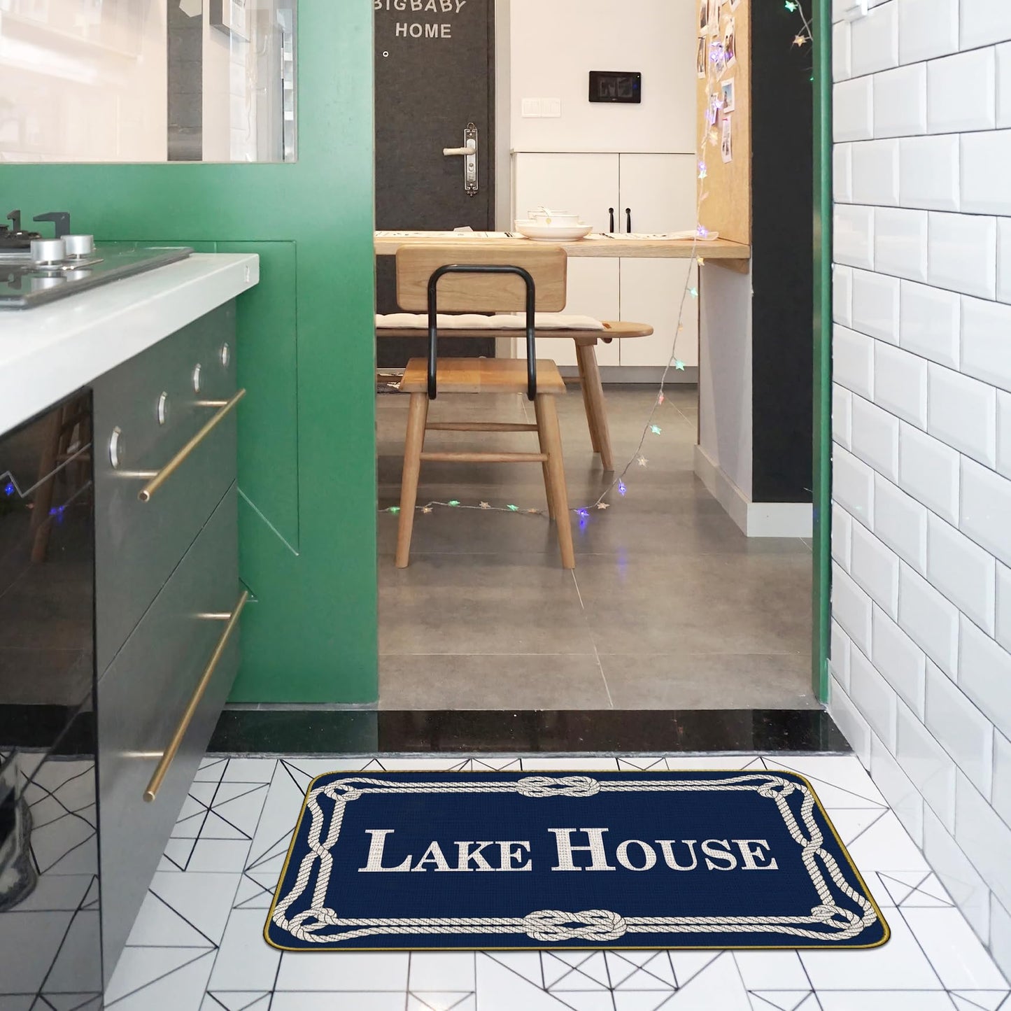 Mingnei Lake House Welcome Doormat Door Mat for Home House Entrance, Navy Blue Nautical Lake Home Floor Mats for Outdoor Outside Entryway Rug 30x17 Welcome Doormat Indoor