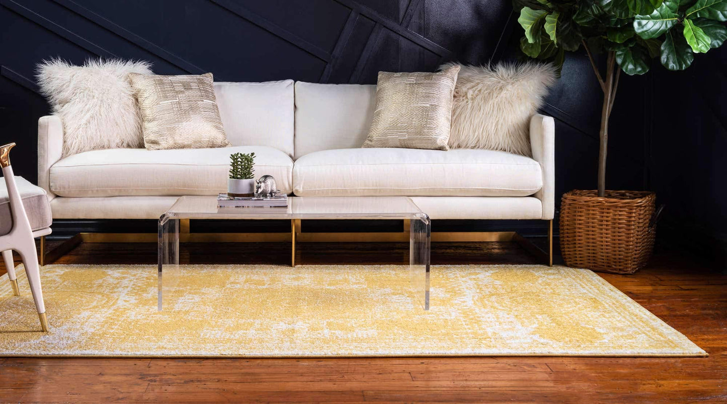 Unique Loom Bromley Collection Area Rug - Wells (8' x 11' Rectangle, Yellow/ Ivory)