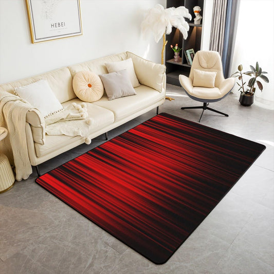 Feelyou Abstract Ombre Area Rug 3x5 Kids Red and Black Striped Decorative Rug for Boys Girls Teens Modern Fashion Living Room Rugs Geometric Stripes Indoor Floor Mat Room Decor Accent Rug