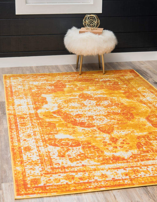 Unique Loom Sofia Collection Area Rug - Salle Garnier (4' 1" x 6' 1" Rectangle, Orange/ Yellow)