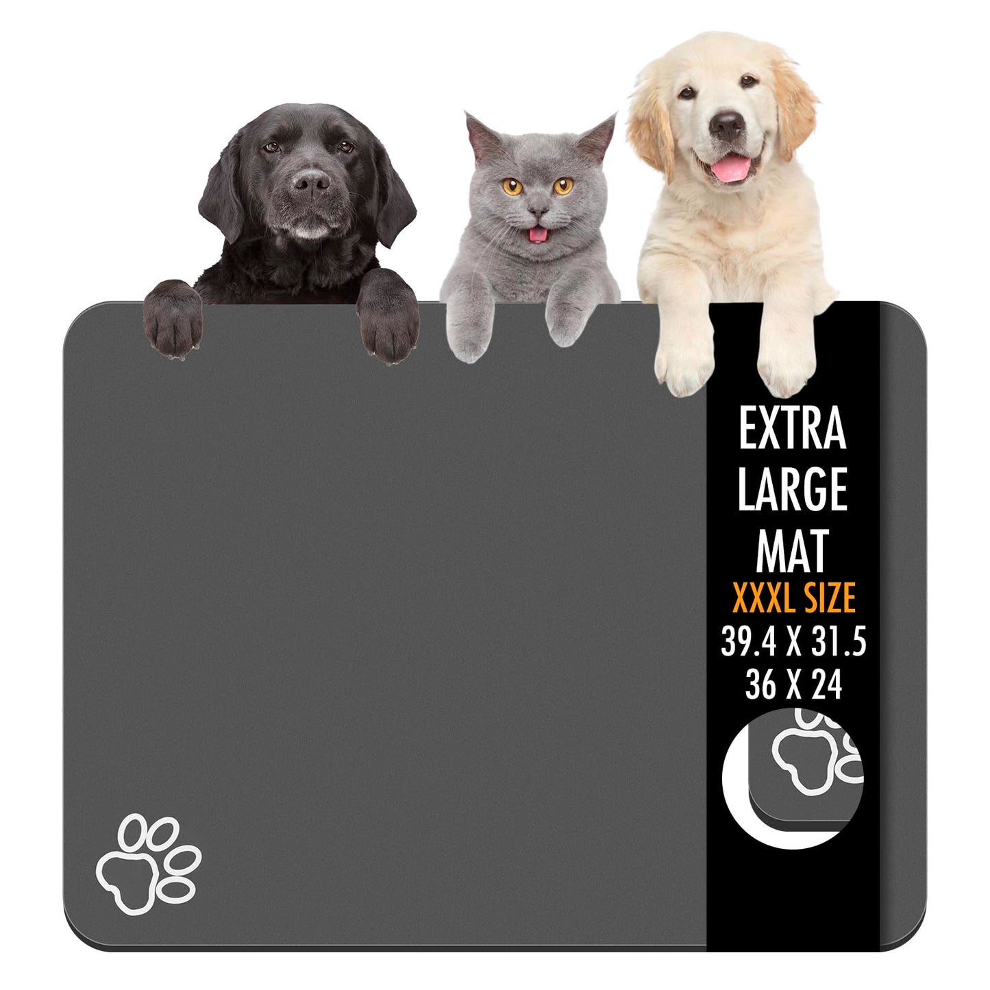 Dog Food Mat, 36" x 24" Extra Large Absorbent Dog Mat for Food and Water, Non Skid Cat Bowl Mat, No Stains Quick Dry for Pet Water Dispenser Pet Supplies for Messy Drinkers