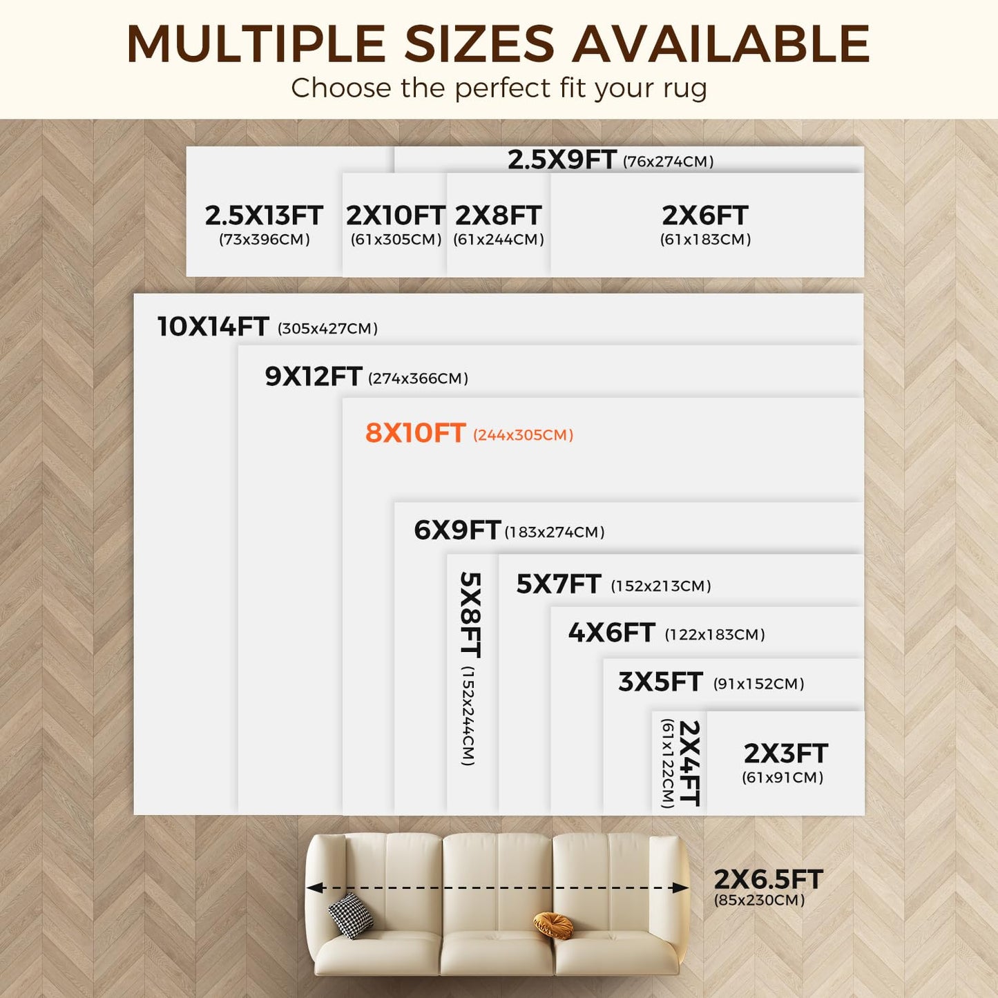 BAGAIL BASICS 8 x 10 FT Rug Pad Gripper for Hardwood Floors, Non Slip Rug Pads for Area Rugs, Extra Thick Under Rug Padding, Protect Your Rugs & Floors