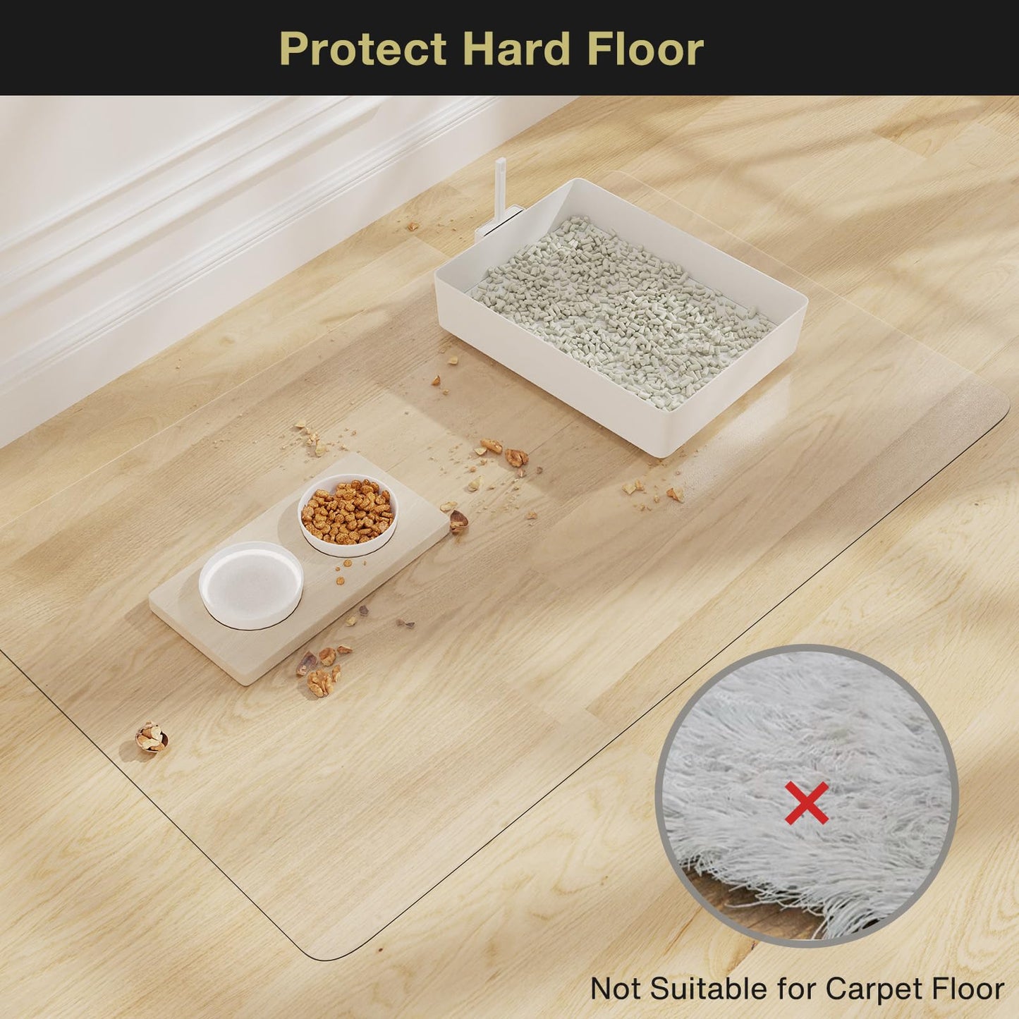 NENSIUM 3' x 5' Crystal Transparent Area Mat for Hard Floor, Waterproof Thick PVC Floor Protetor for Home, No Scratch Durable Plastic Floor Mat for High Traffic Area