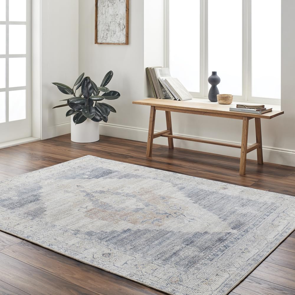 Livabliss x Becki Owens Luca Medallion Area Rug , 6'7" x 9', Pewter