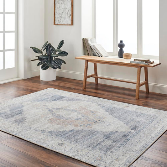 Livabliss x Becki Owens Luca Medallion Area Rug , 6'7" x 9', Pewter