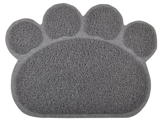 DM Paw-Shaped Cat Litter Box Debris Catcher Mat, 15.75x11.75 Inches (Gray)